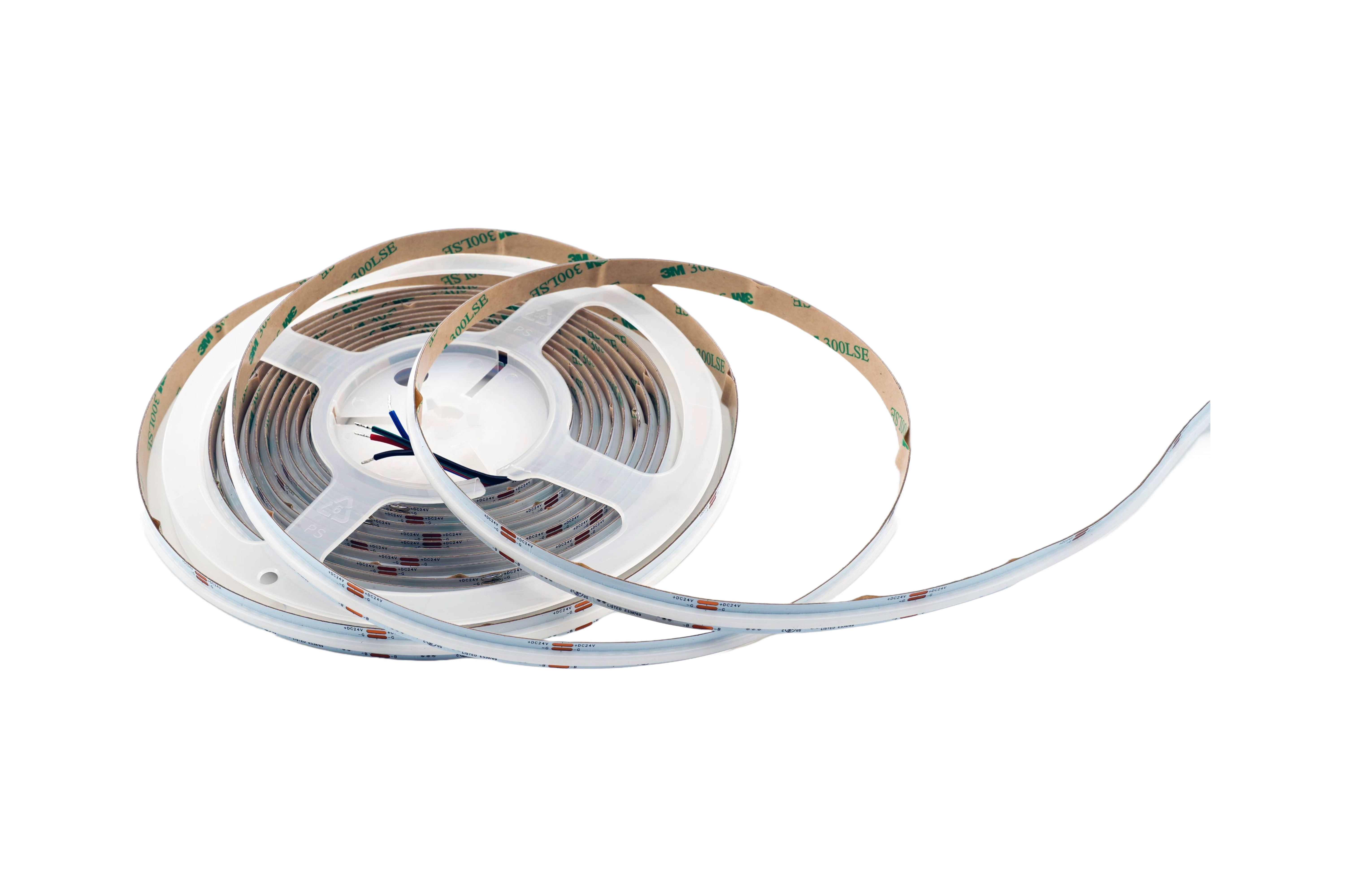 COB RGB LED-Streifen 10 mm – weißes LED Band, homogen, 840 LEDs/m, 24 V – SK-LED COB RGB LED Streifen 10 mm in Weiß auf Rolle, homogen leuchtendes RGB Band ohne sichtbare Lichtpunkte, 840 LEDs/m, 24 V – ideal für Akzent-, Möbel- und Innenbeleuchtung von SK-LED