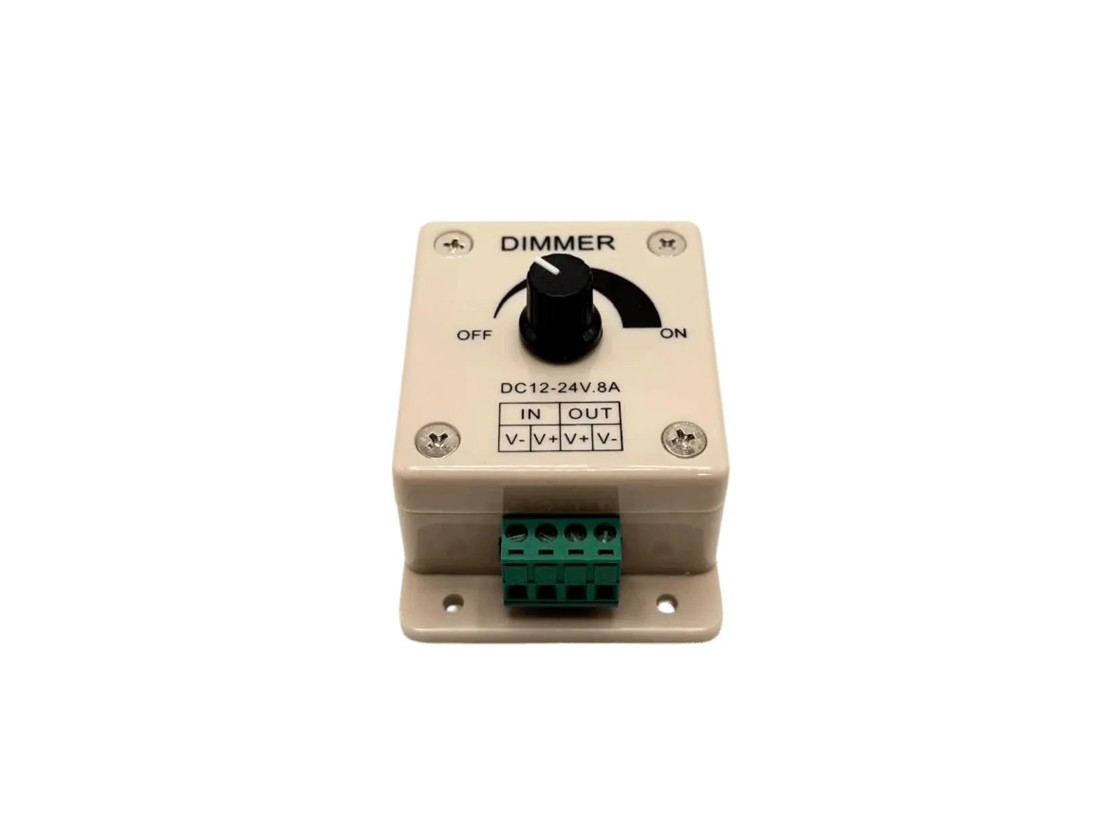LED Dimmer 12V 24V DC – 1-Kanal Drehdimmer bis 8 A, Konstantspannung für einfarbige LED-Streifen