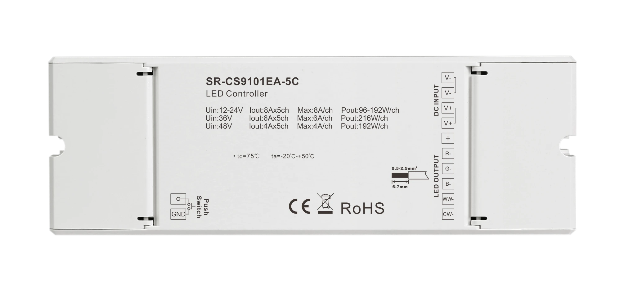 Casambi LED Controller 5 Kanal 12-48V RGBCCT RGBW Bluetooth Steuergerät für LED Streifen