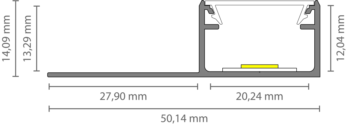 LED Trockenbau-Abschlussprofil 2m EXO-T3H_16 (16 mm) – Flächenbündiges Trockenbauprofil für LED-Strips