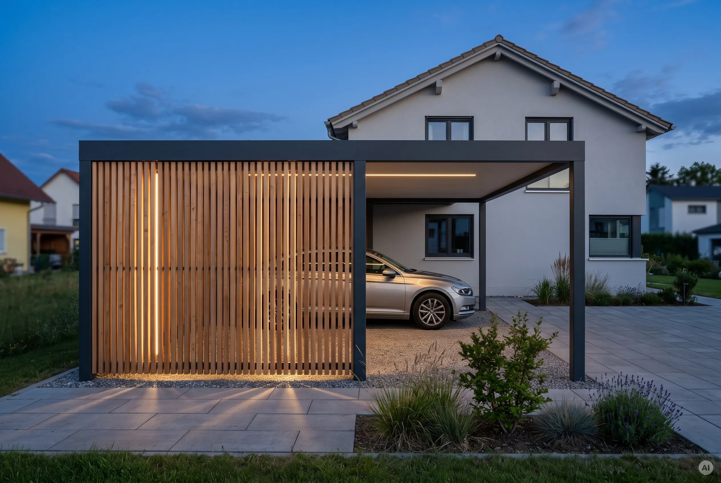 carport-sichtschutz-holzlamellen-led-indirekt