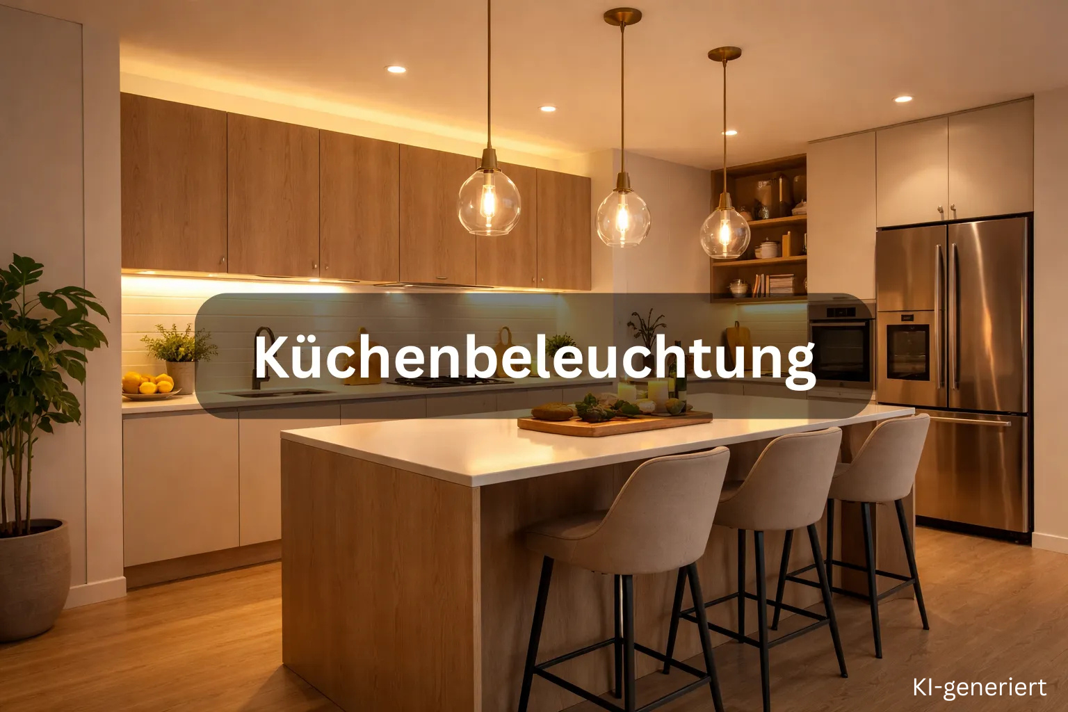 Moderne Küchenbeleuchtung mit LED Streifen als Unterbauleuchte und indirekter Beleuchtung in einer stilvollen Küche