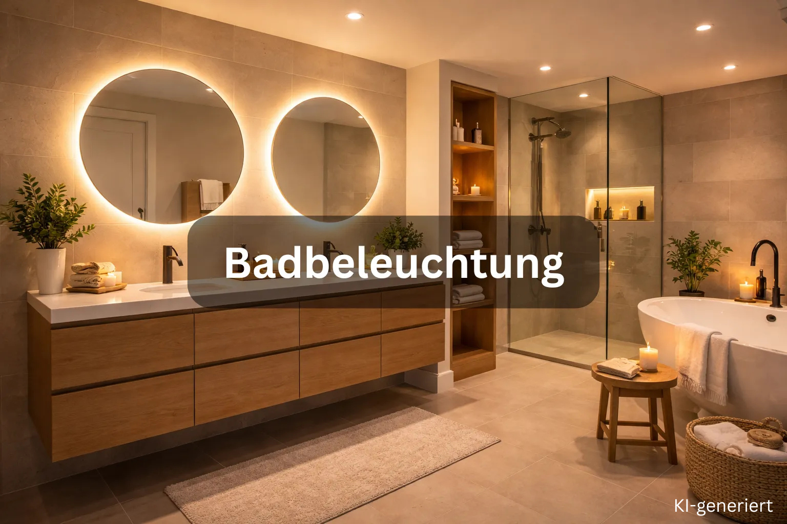 Badbeleuchtung mit LED Streifen am Spiegel und indirekter Beleuchtung im Badezimmer für warmes und gleichmäßiges Licht