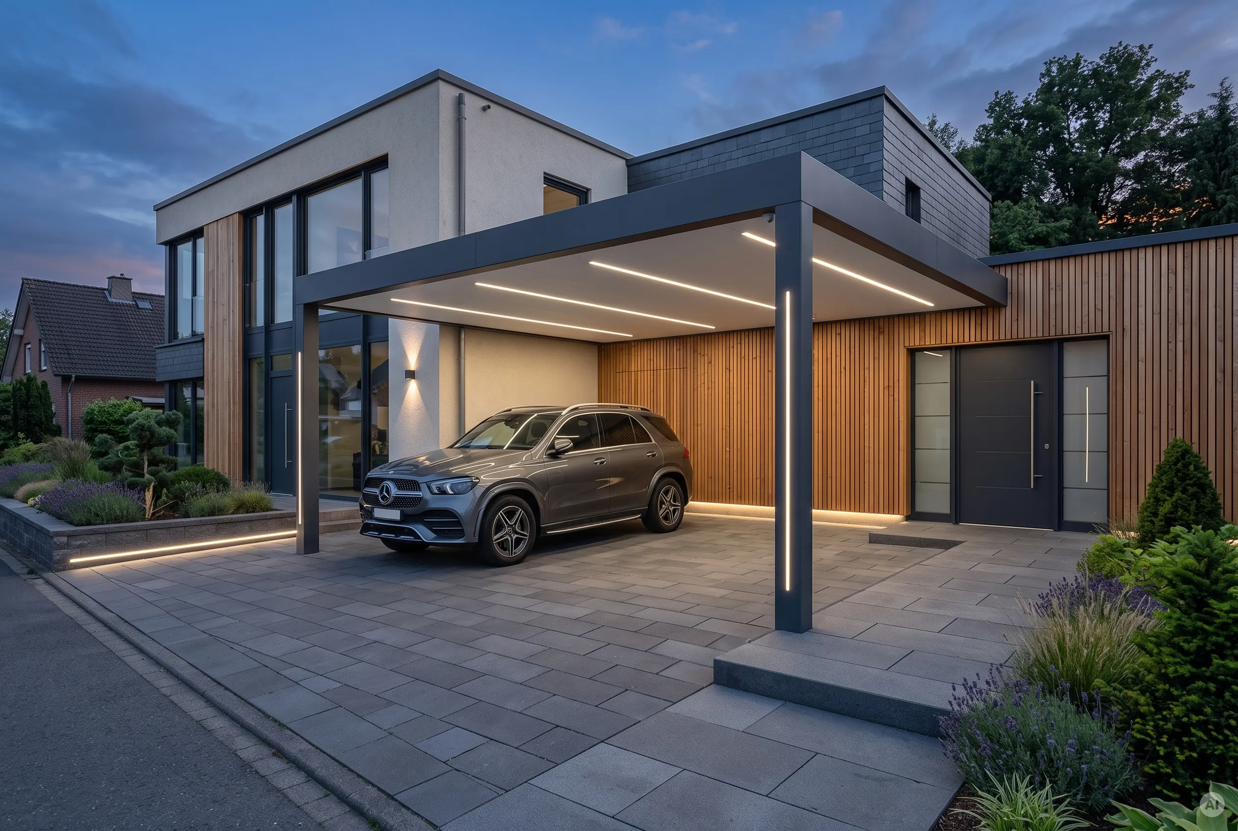 doppelcarport-led-deckenprofile-pfostenlicht doppelcarport-led-deckenprofile-pfostenlicht