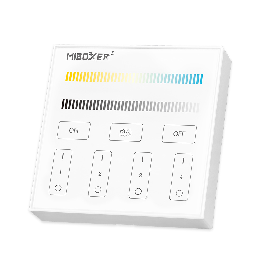 MiBoxer B2 CCT-Wandfernbedienung – 2,4 GHz LED-Touchpanel für 4 Zonen, 2 Kanal