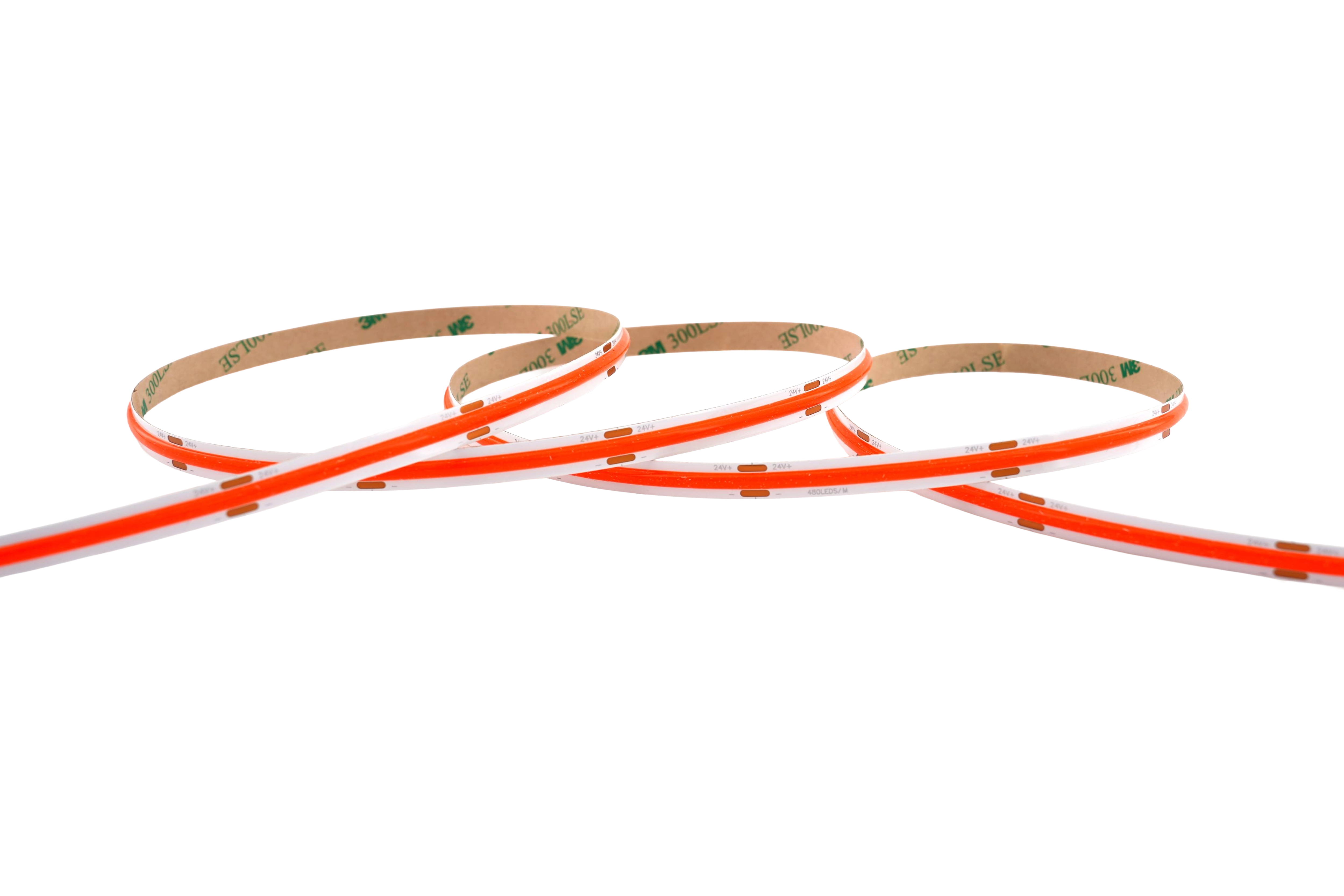 COB LED Streifen 24V – 480 LEDs/m – 8 mm – 10W/m – Rot – IP33 – homogener Lichtstreifen