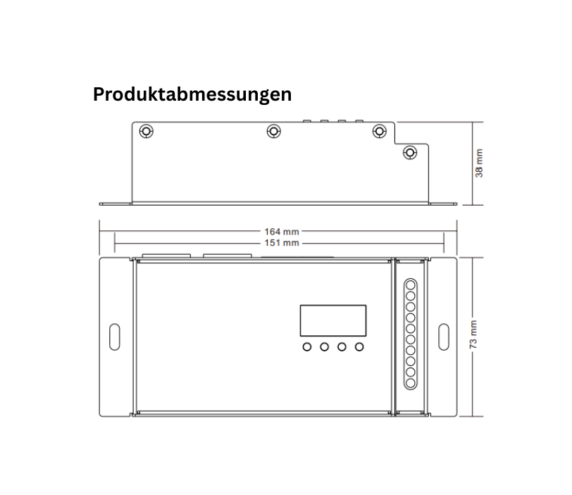 DMX512 RDM LED Controller SR2108B Produktabmessungen Produktabmessungen des DMX512 RDM LED Controllers SR2108B M5 3 mit Maßzeichnung