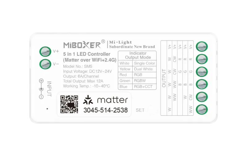 LED Streifen Set RGB IP33 – COB LED Streifen 24V, 14 W/m, 5m, punktfrei – SS100 Netzteil, SM5 Matter Controller & C5 Fernbedienung Schwarz