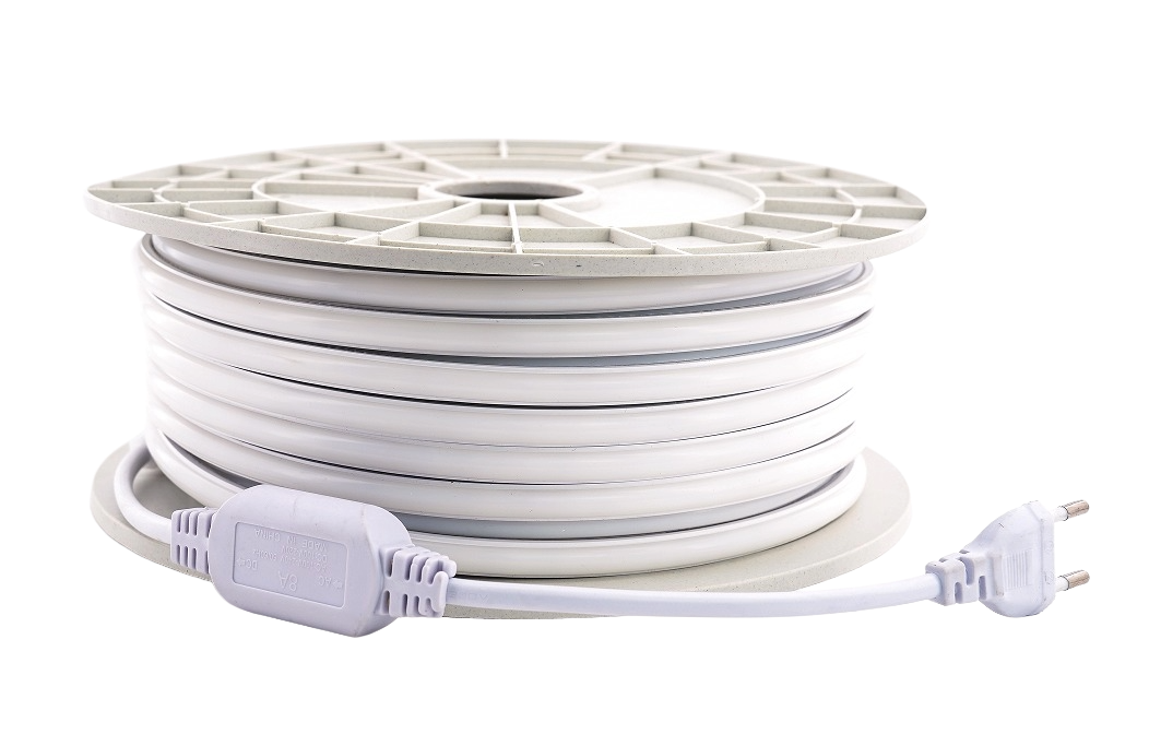 230V LED Streifen auf Rolle mit Netzstecker – Beispiel für direkte Netzspannung Beleuchtung mit Sicherheitsrisiken