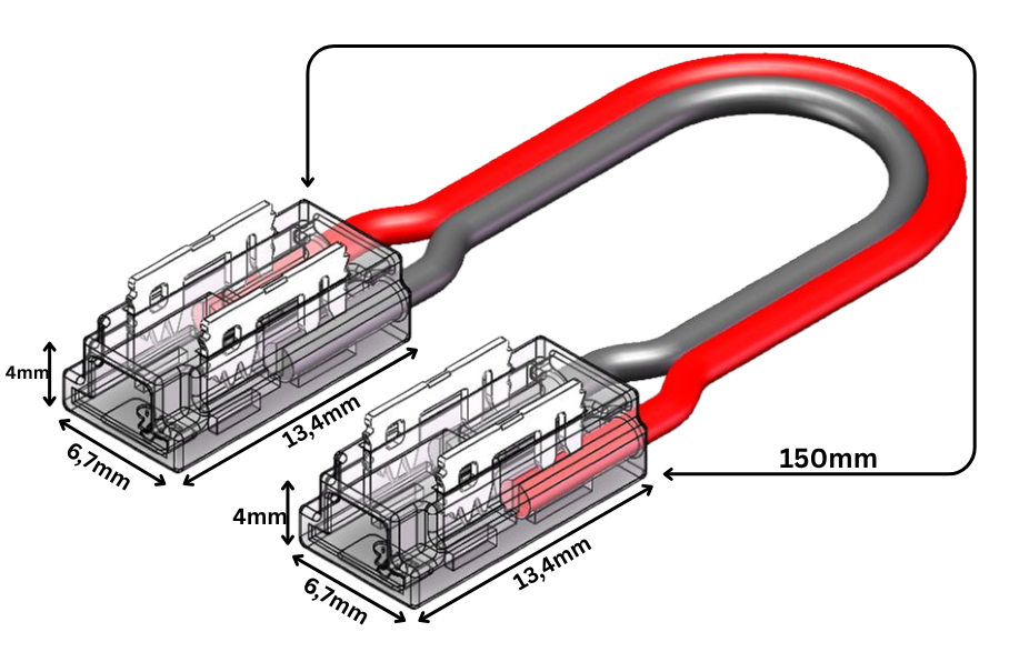 LED Streifen-zu-Streifen Verbinder 2-polig, lötfrei – für 5 mm COB LED-Streifen mit 15 cm Kabel – ideal für einfarbige Anwendungen – werkzeugfreie Verbindung für saubere LED-Installationen – SK-LED