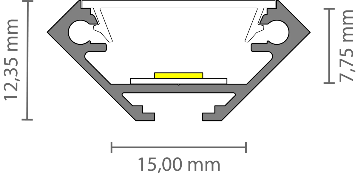 LED Eckprofil mit Kabelkanal 2m EXO-V2_14 (14 mm) – Aluminiumprofil für LED-Strips