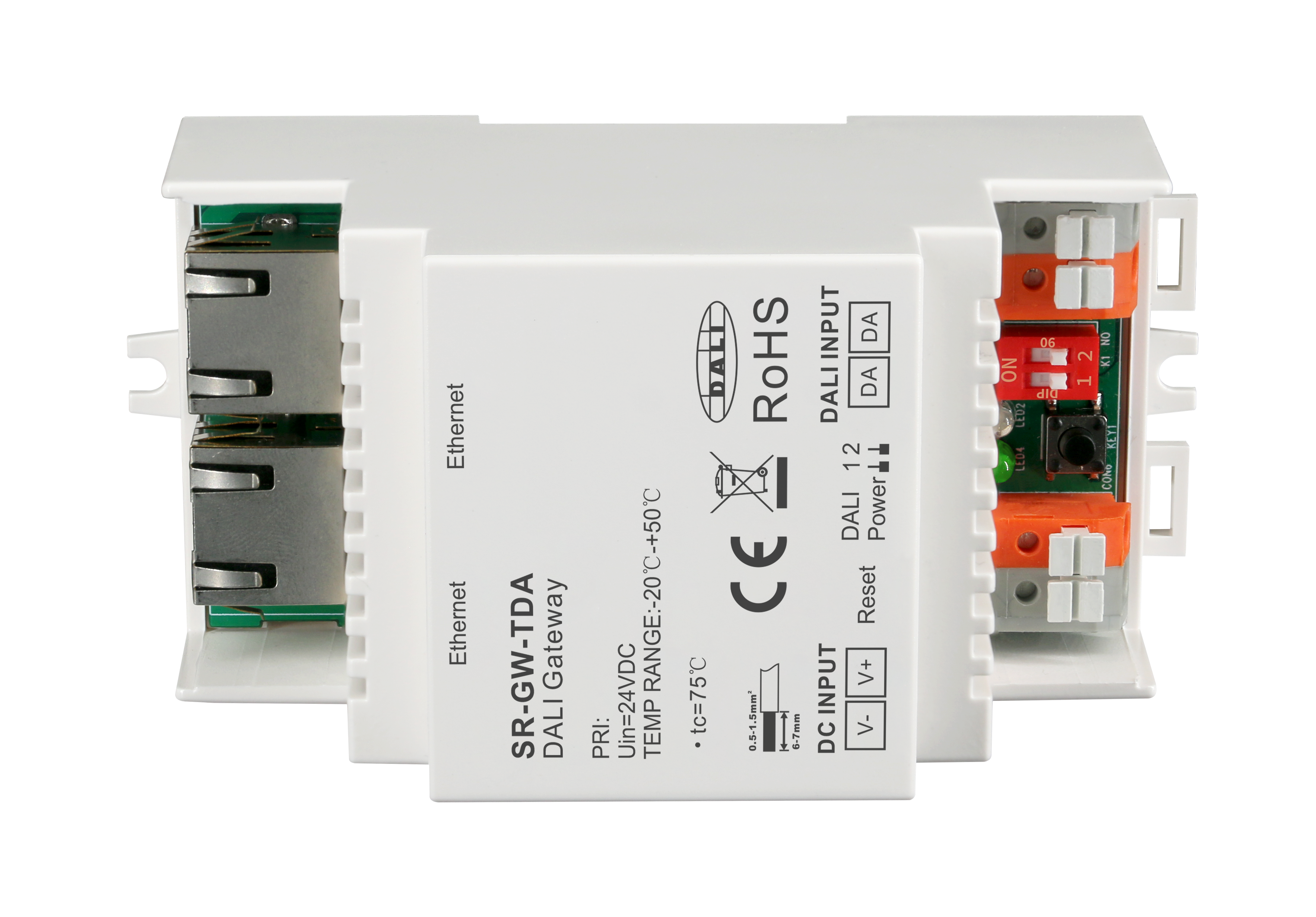 SR-GW-TDA Tuya DALI Gateway mit 250 mA Bus-Netzteil, 64 Adressen, App-Steuerung via Ethernet