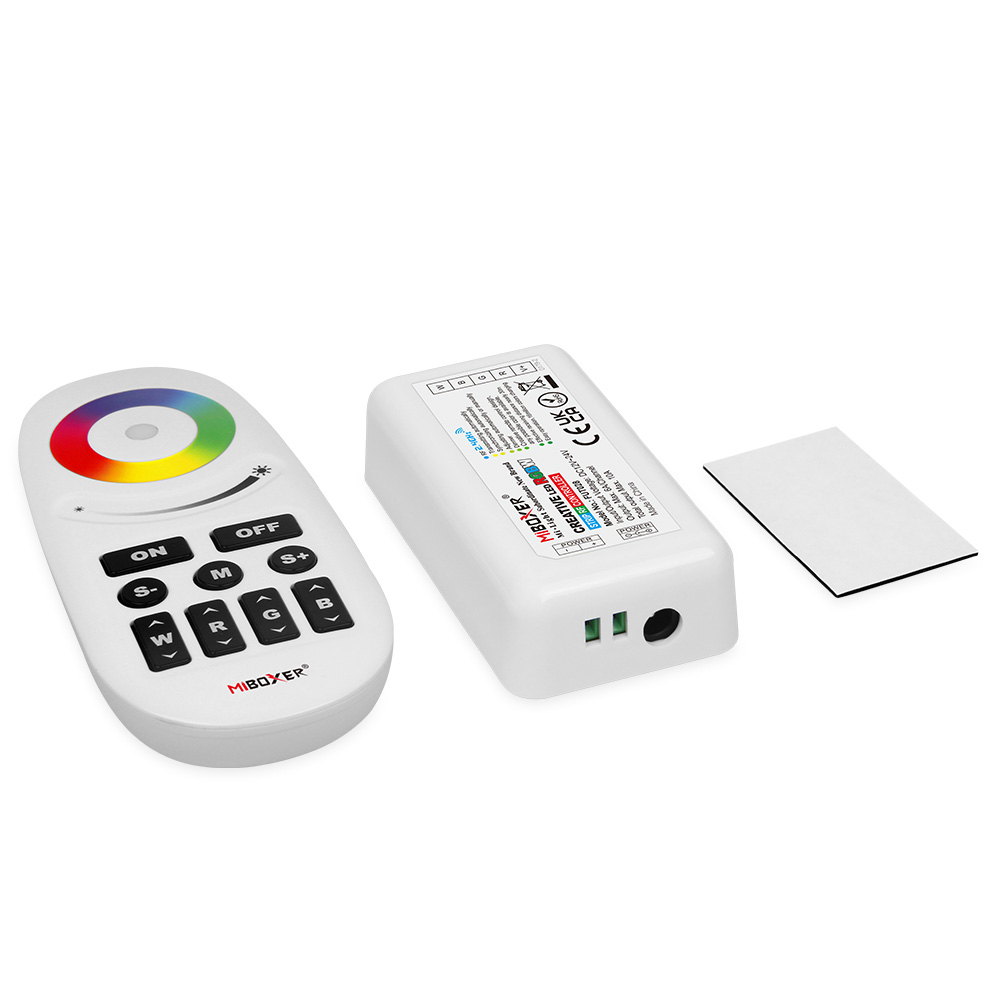 MiBoxer FUT028 RGBW LED-Controller Set – 2,4 GHz Funksteuerung MiBoxer FUT028 RGBW LED-Controller Set mit Fernbedienung und Empfänger – Lieferumfang im Überblick – SK-LED