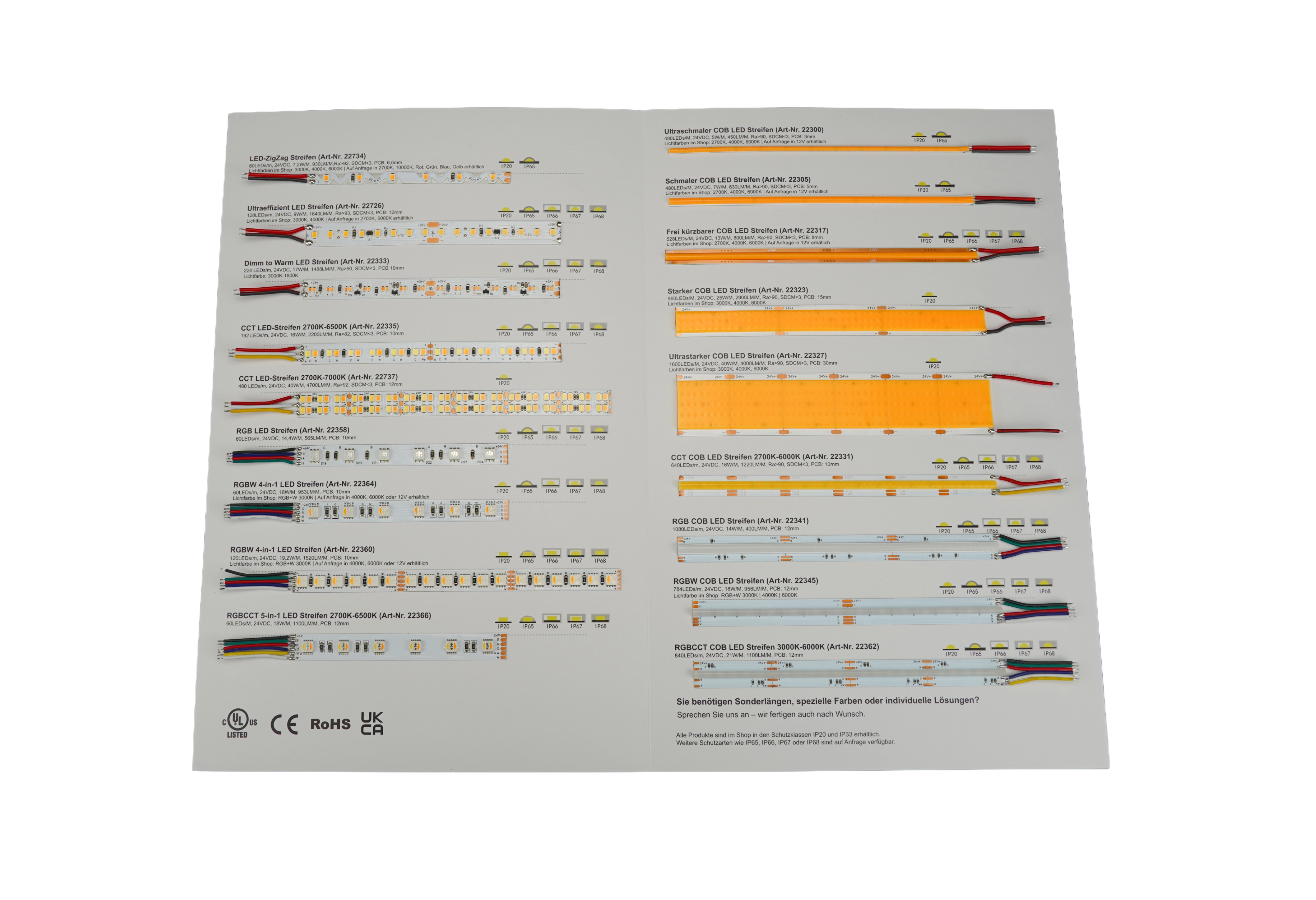 LED Musterheft – LED-Streifen zum Anschauen & Vergleichen