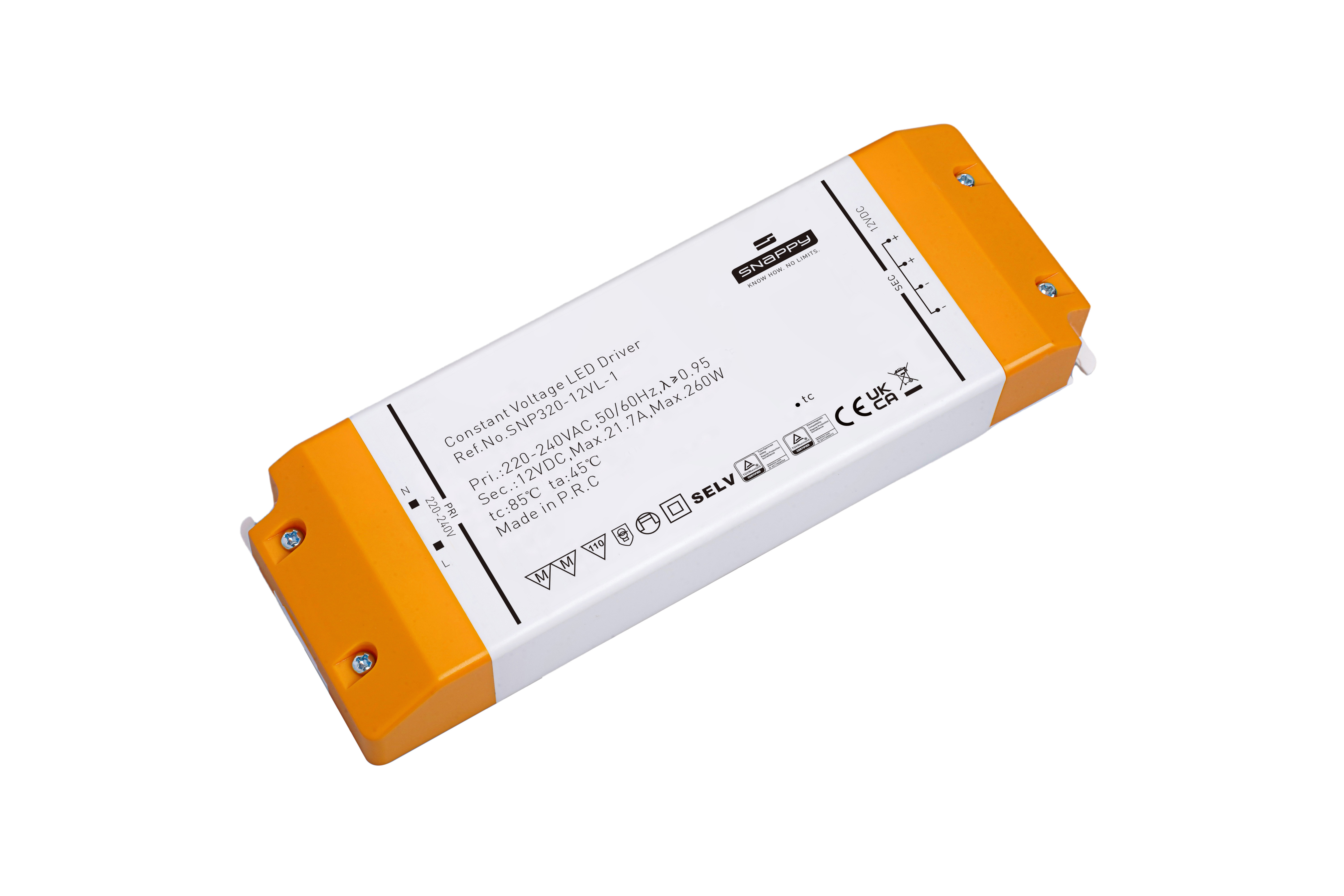 Snappy SNP-320-24VL-1 – LED Netzteil 24V DC, 320W, Konstantspannung, IP20, PFC ≥ 0,9, TÜV/SELV