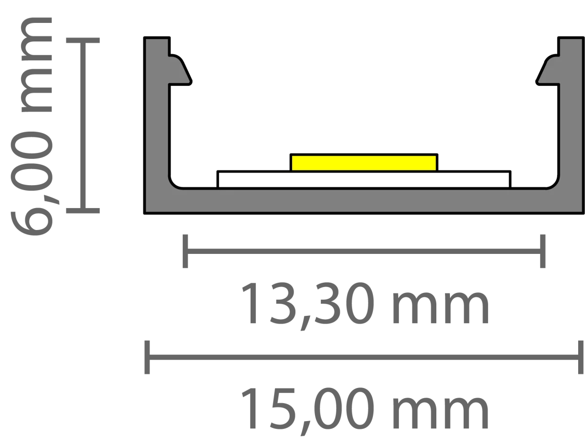 Flaches LED Alu Aufbauprofil 2m Exo-A1-13 (13mm) –| Flaches Aluminiumprofil für LED-Strips