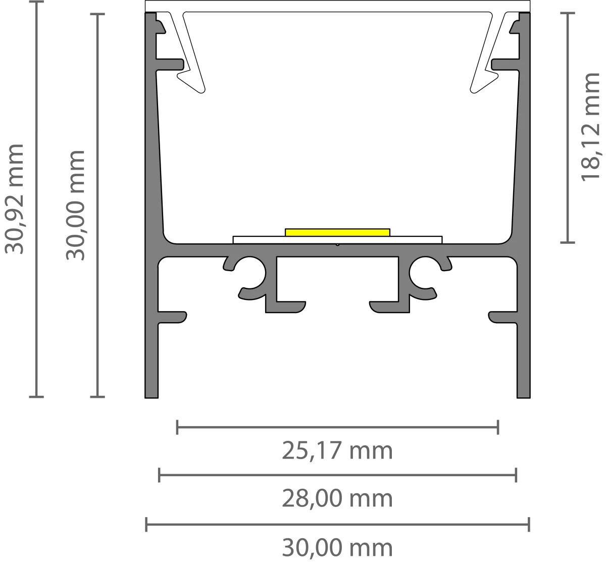 Hohes LED Alu Aufbauprofil 2m EXO-N4_24 (24 mm) –| Aluminiumprofil für LED-Strips Hohes LED Alu Aufbauprofil 2m EXO-N4_24 (24 mm) –| Aluminiumprofil für LED-Strips