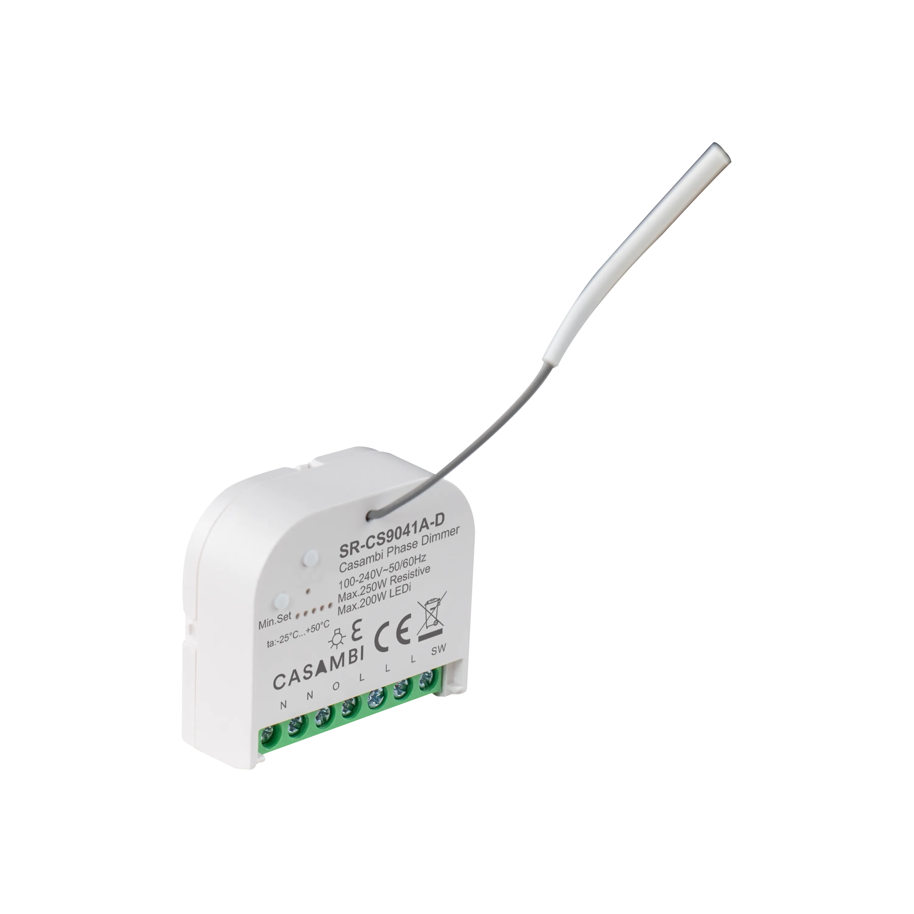 Casambi Dimmer SR-CS9041A-D Kabel Detail Casambi LED Dimmer SR-CS9041A-D Kabelanschluss Detail 230V Unterputz