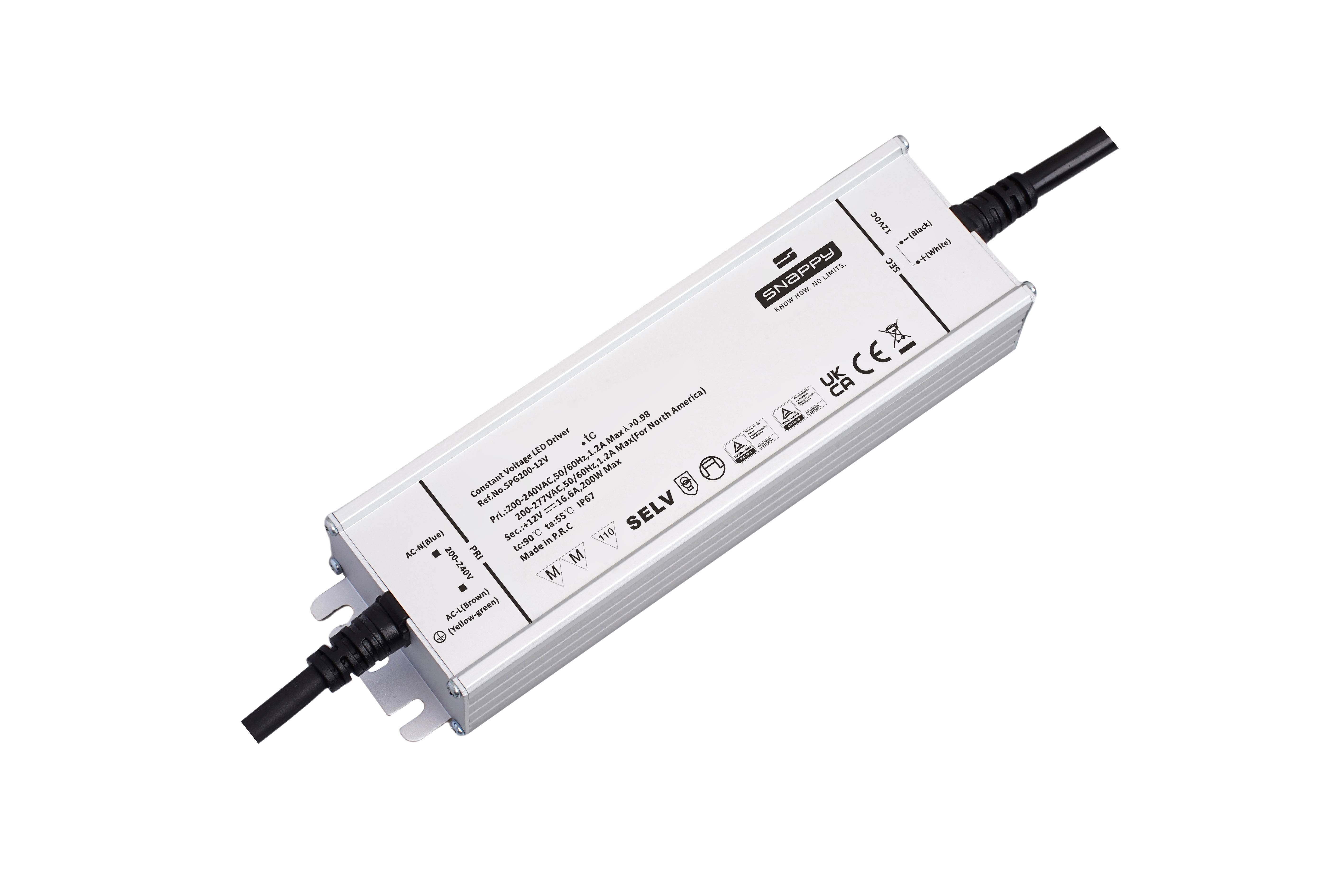 Snappy SPG200-24VSP – LED Netzteil 24V DC, 200 W, IP67, Konstantspannung, PFC, TÜV/CE