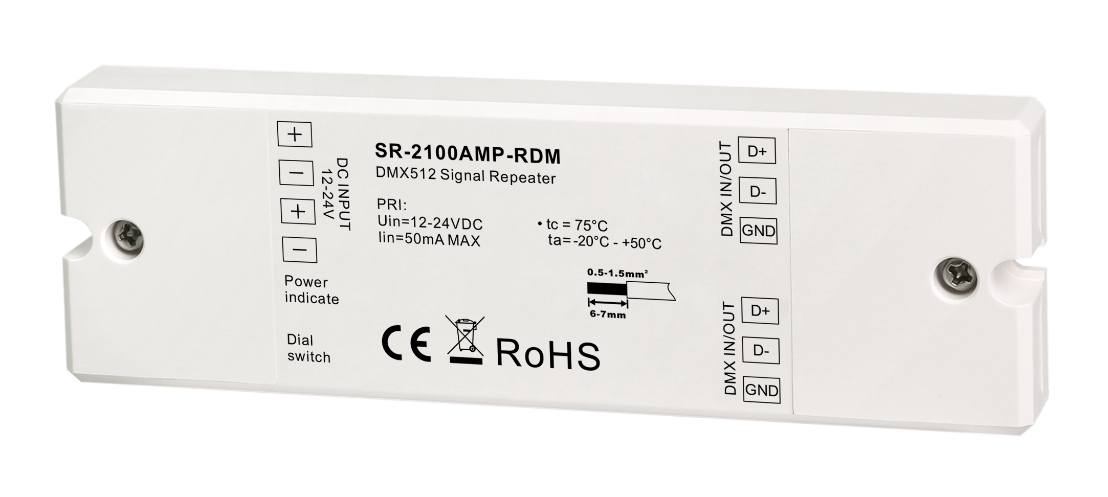 SR-2100AMP-RDM DMX512 Signal Repeater 12–24V DC – DMX Signal Booster