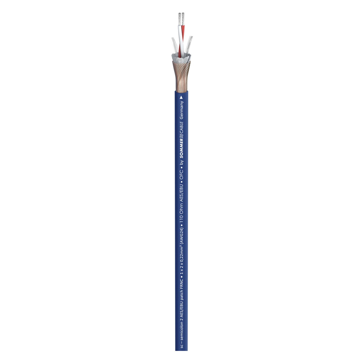 DMX-Kabel SC-Semicolon 2 – 2x0,22 mm² AES/EBU Steuerkabel, FRNC, Ø 5,0 mm, blau
