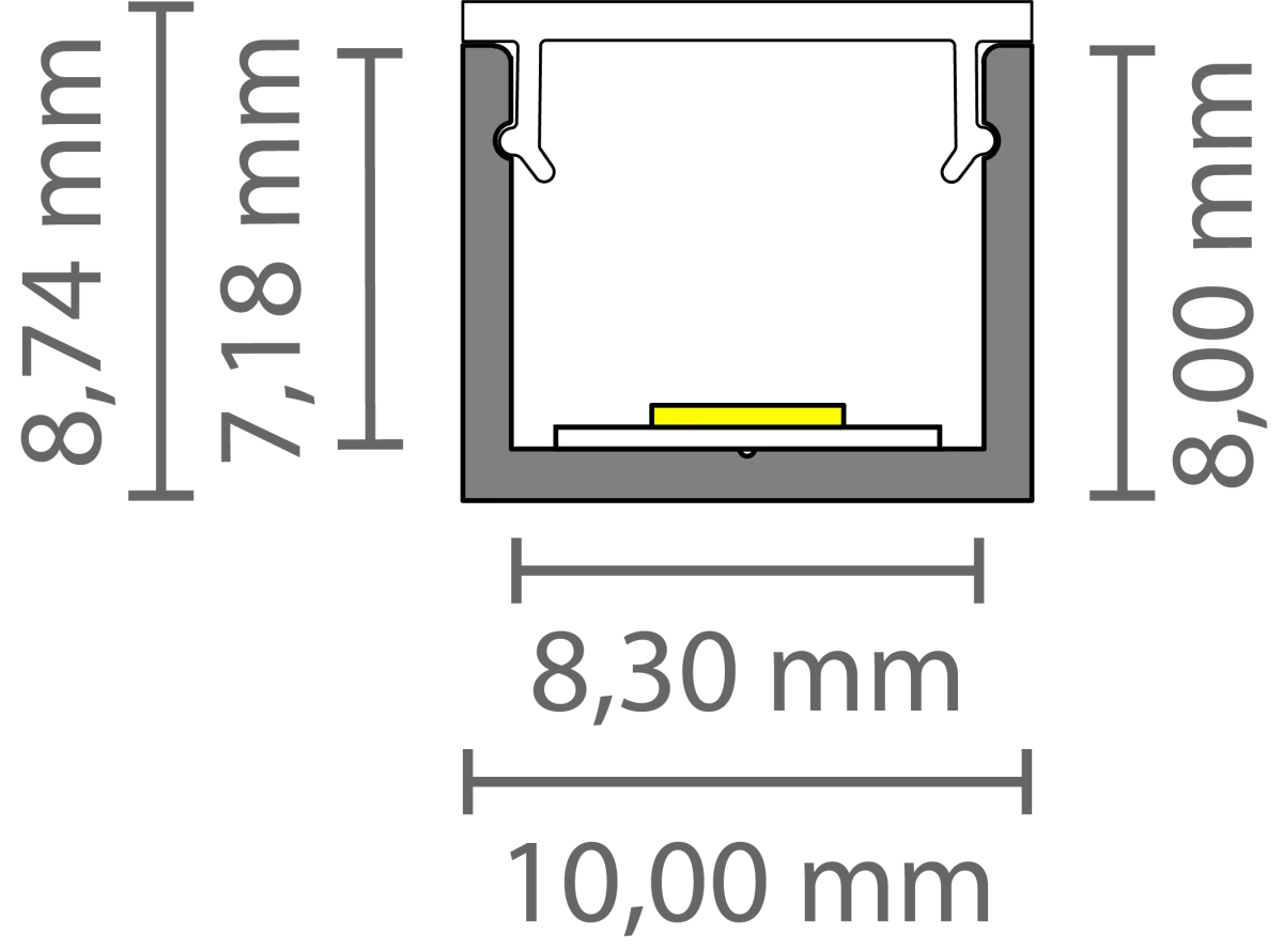Ultraslim LED Alu Aufbauprofil 2m Exo-A0-8 (8mm) –| Flaches Aluminiumprofil für LED-Strips