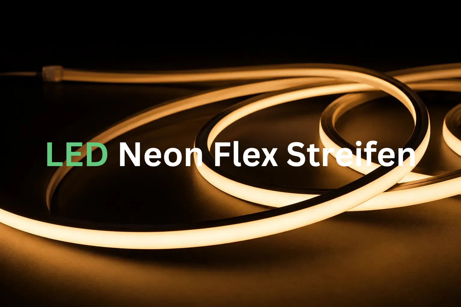 LED Neon Flex Streifen – Ratgeber zu Aufbau, Einsatz und Vorteilen | SK-LED Headerbild zum Ratgeber LED Neon Flex Streifen mit homogener warmweißer Lichtlinie im Neon-Look