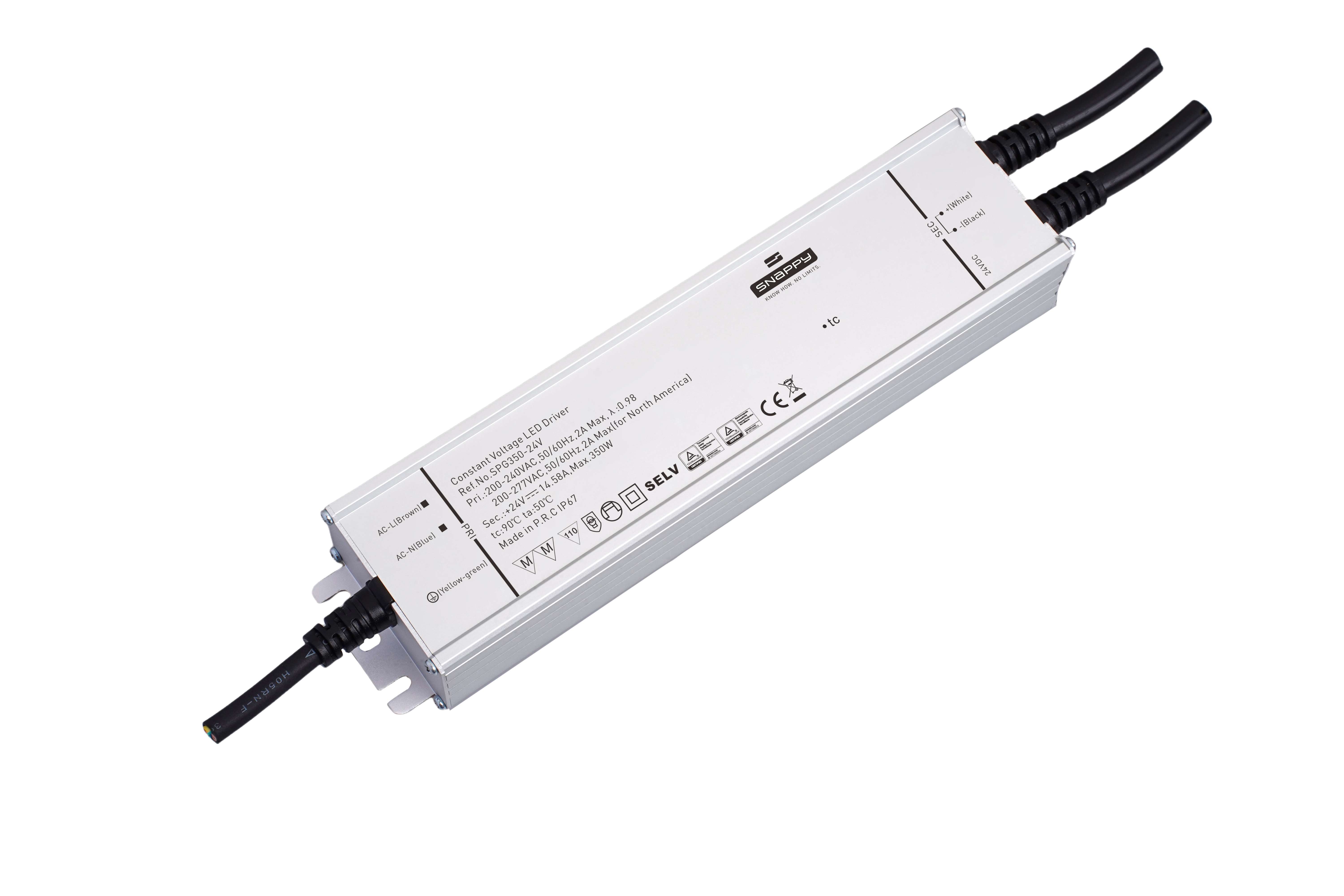 Snappy SPG-350-24V – LED Netzteil 24V DC, 350 W, Konstantspannung, IP67, TÜV & CE zertifiziert