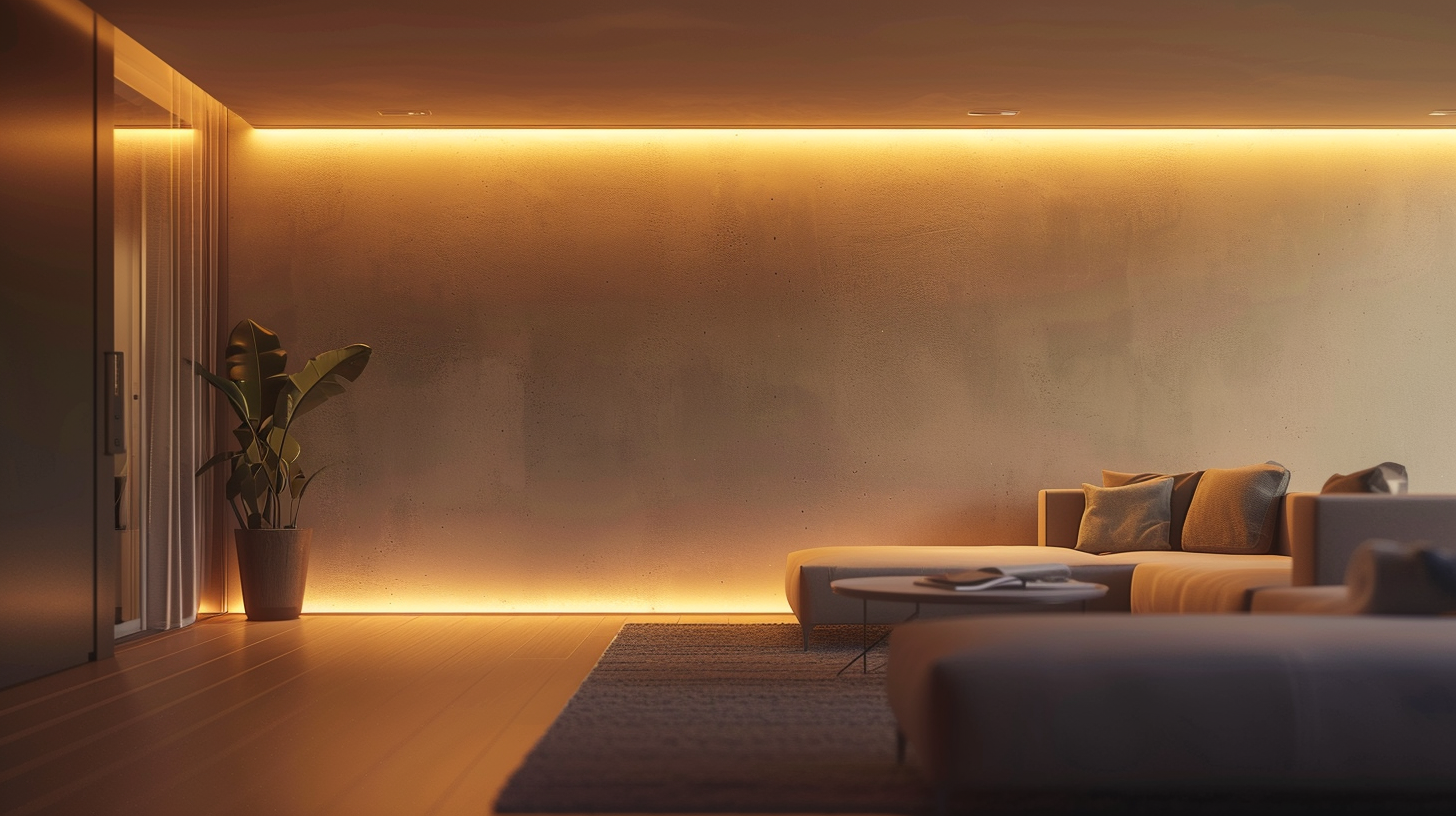 indirekte led beleuchtung im wohnzimmer mit warmweissen led streifen in lichtvoute