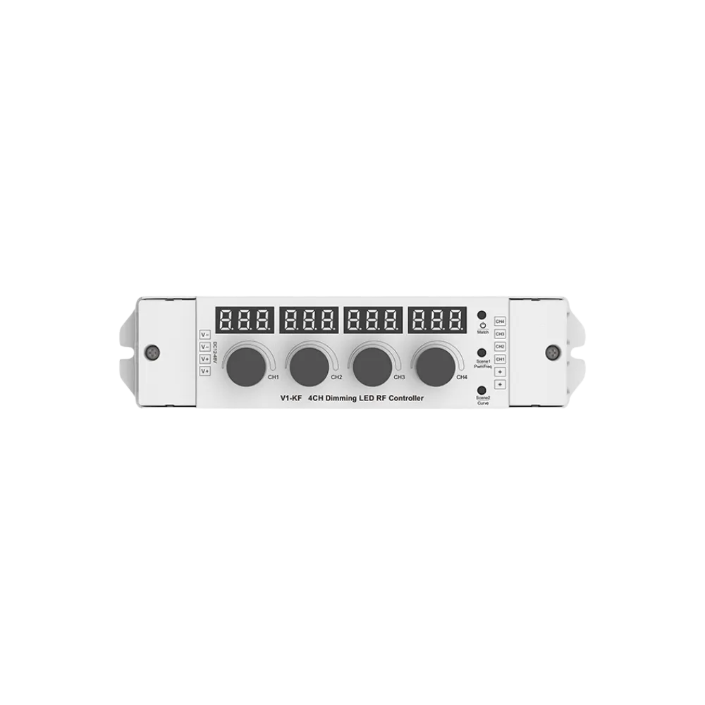 4 Kanal LED Drehdimmer Controller V1-KF LED Drehdimmer 4 Kanal Controller V1-KF mit Display zur Steuerung mehrerer LED Zonen