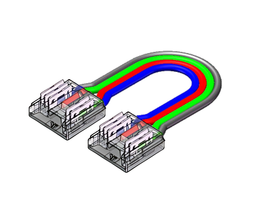 LED Streifen-zu-Streifen Verbinder RGBW 5-polig, lötfrei – für 12 mm COB LED-Streifen mit 15 cm Kabel – ideal für farbige Anwendungen – werkzeugfreie Verbindung für saubere LED-Installationen – SK-LED