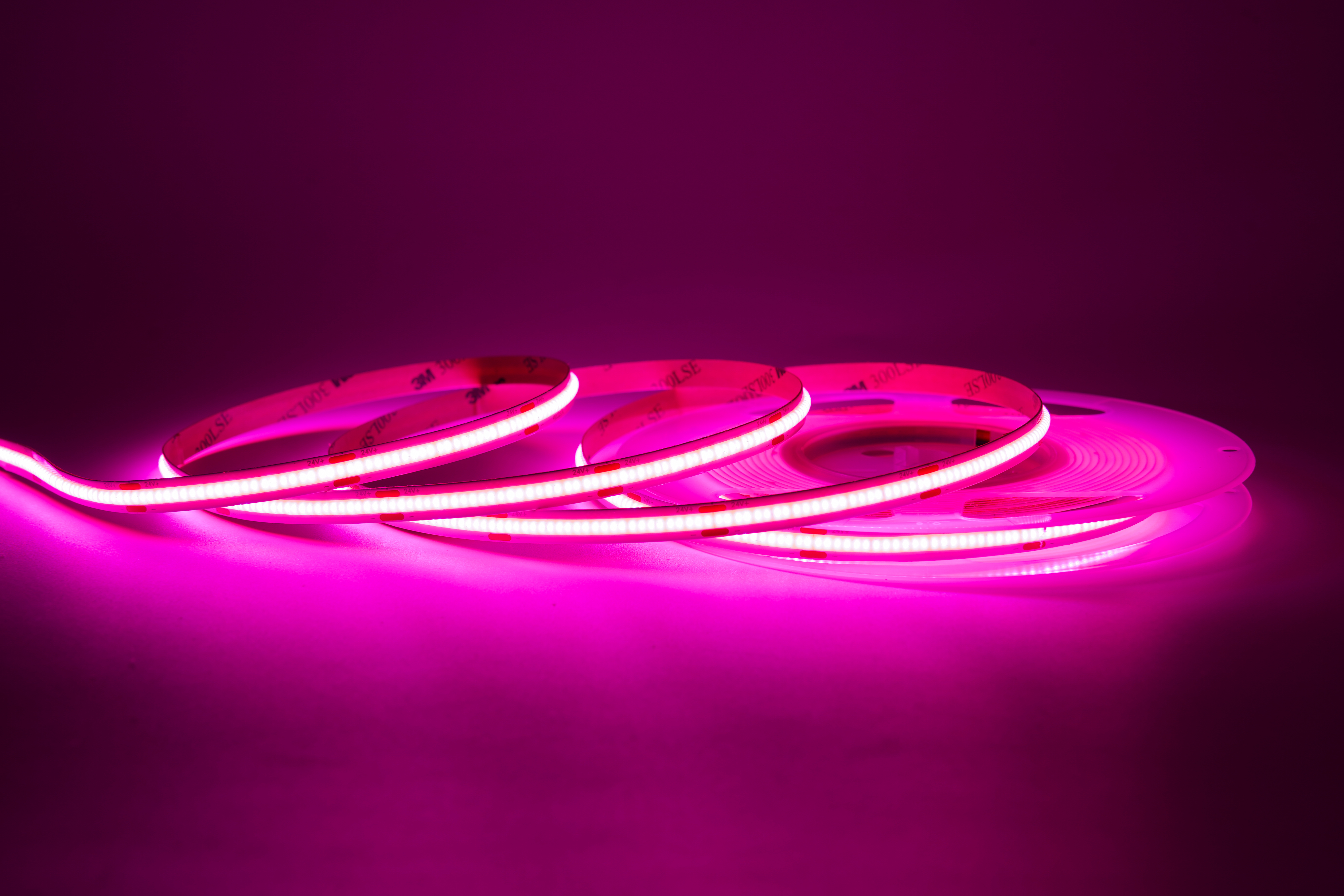 COB LED Streifen 24V – 480 LEDs/m – 8 mm – 10W/m – Pink – IP33 – homogener Lichtstreifen