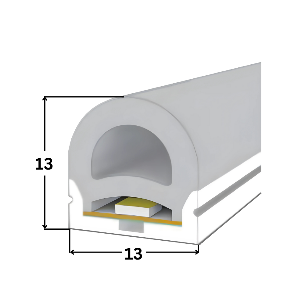 LED Neon Tube 13x13mm im Querschnitt, Silikon Schlauch 24V IP67 mit sichtbarem LED Aufbau