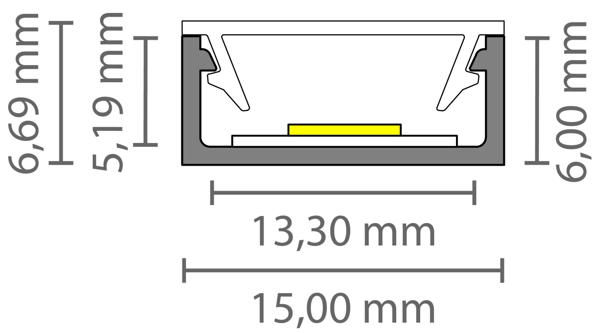 Flaches LED Alu Aufbauprofil 2m Exo-A1-13 (13mm) –| Flaches Aluminiumprofil für LED-Strips