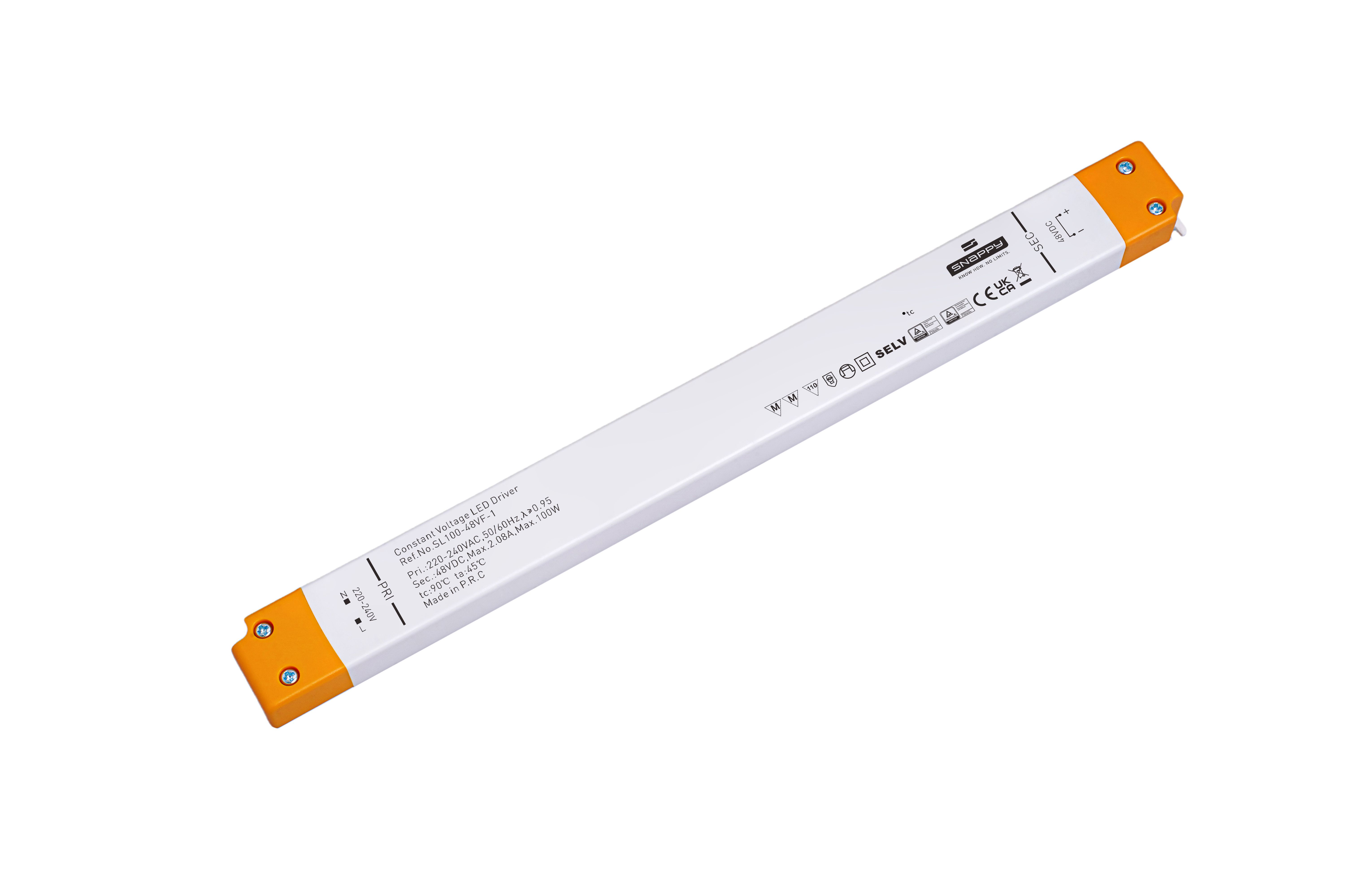 Snappy SL100-12VF-1 – Slim LED Netzteil 12V DC, 100W, Konstantspannung, IP20, PFC ≥ 0,9, TÜV/SELV