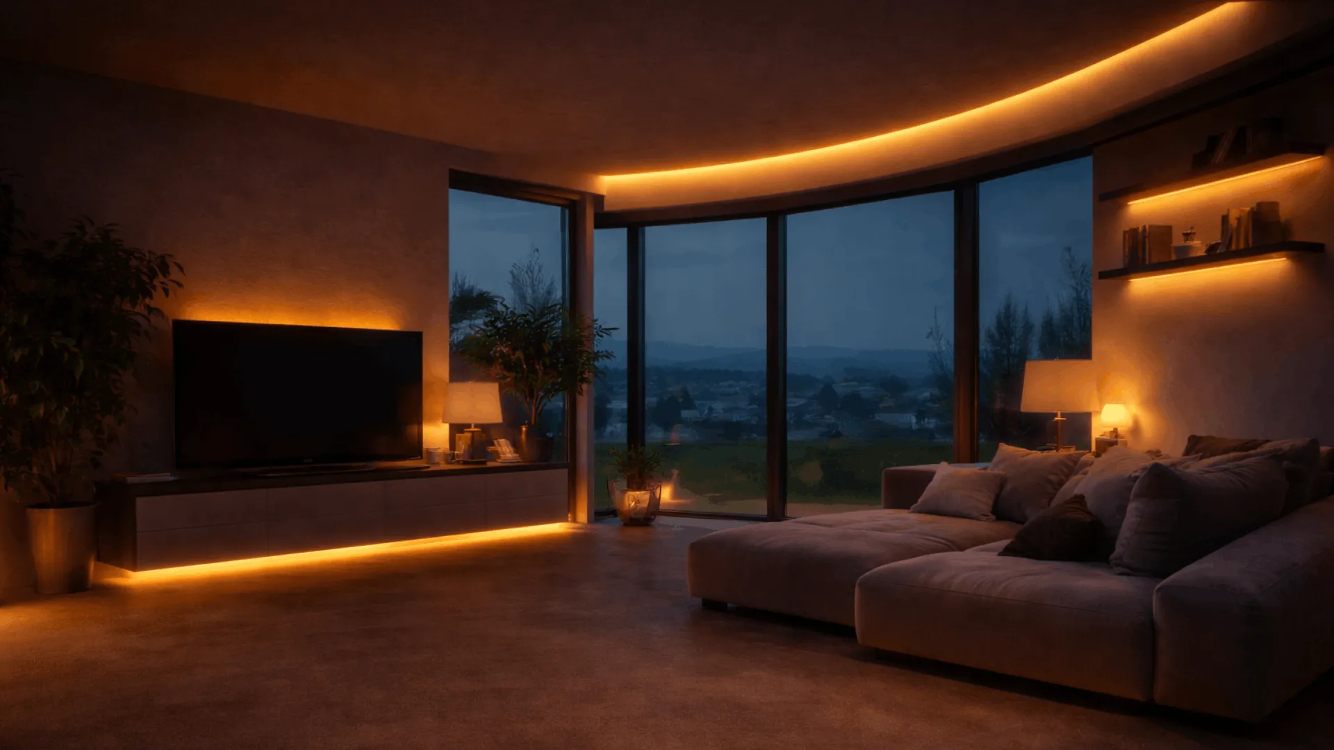 LED Streifen 12V indirekte Wohnzimmerbeleuchtung TV Wand Decke warmweiß modern