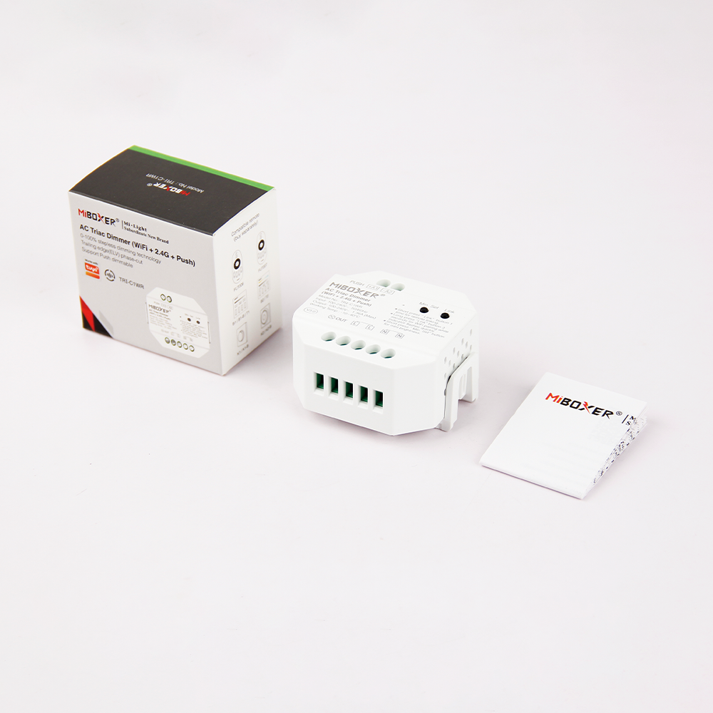 MiBoxer TRI-C1WR WIFI LED-Dimmer für 230 V Leuchten – Triac-Dimmer mit 2,4 GHz Funk & Tastersteuerung MiBoxer TRI-C1WR WIFI LED-Dimmer für 230 V Leuchten – Triac-Dimmer mit 2,4 GHz Funk & Tastersteuerung