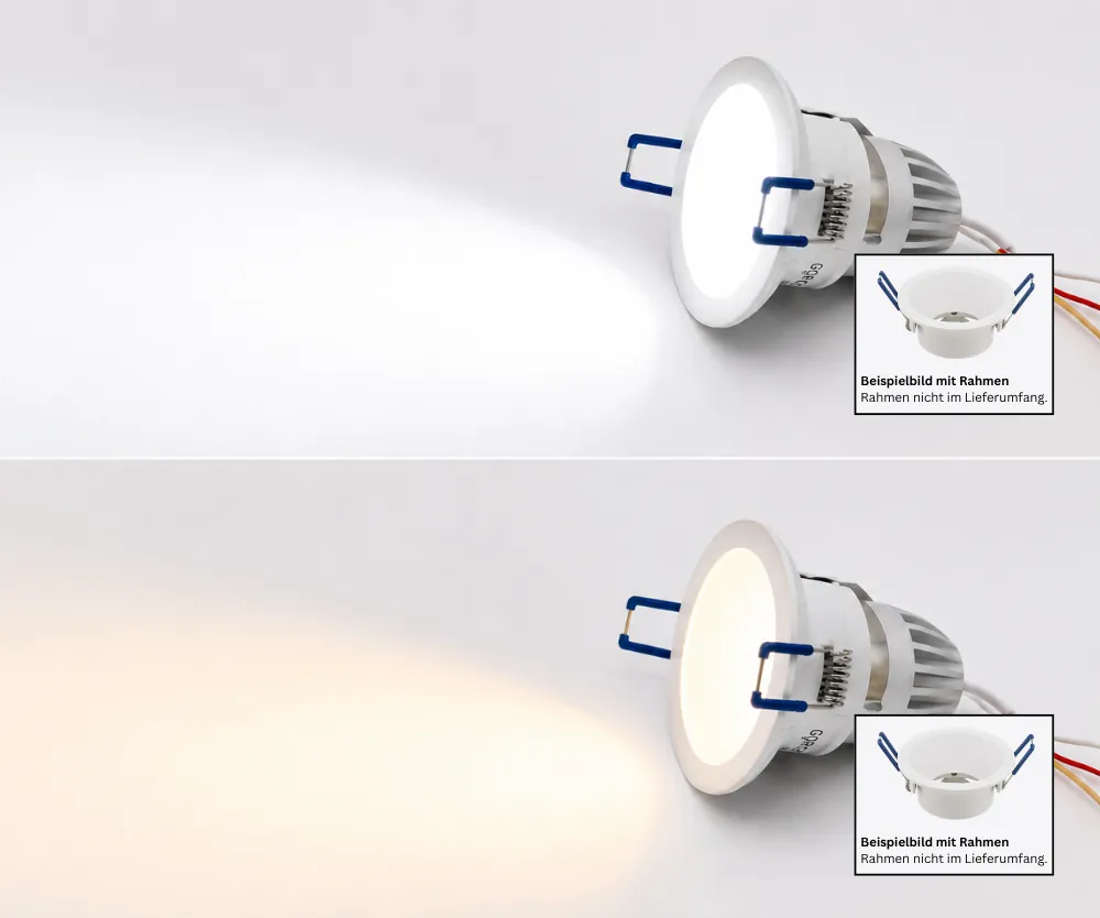 MR16 LED Einbauspot 10W 24V DC CCT 2000-6000K mit Einbaurahmen in Tubable White