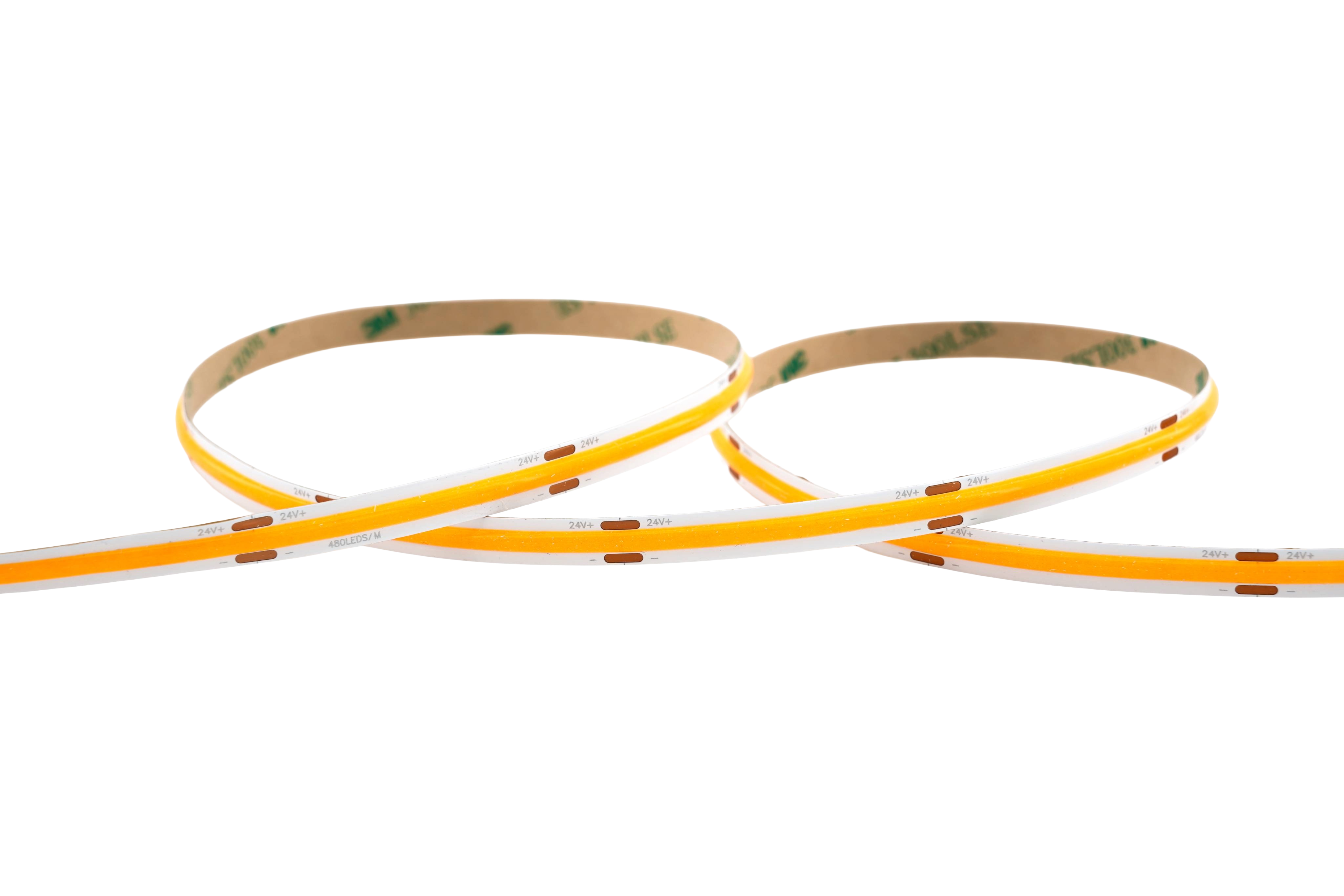 COB LED Streifen gelb 24V 480 LEDs/m 10W/m Art.-Nr. 22828 mit homogenem Lichtbild