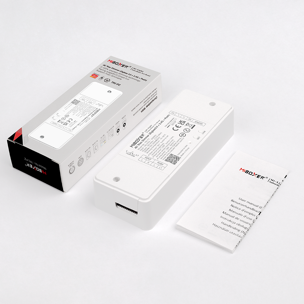 MiBoxer TRI-PZ Zigbee 3.0 LED-Dimmer für 230 V Leuchten – Triac-Dimmer 500W 2,4Ghz, Push