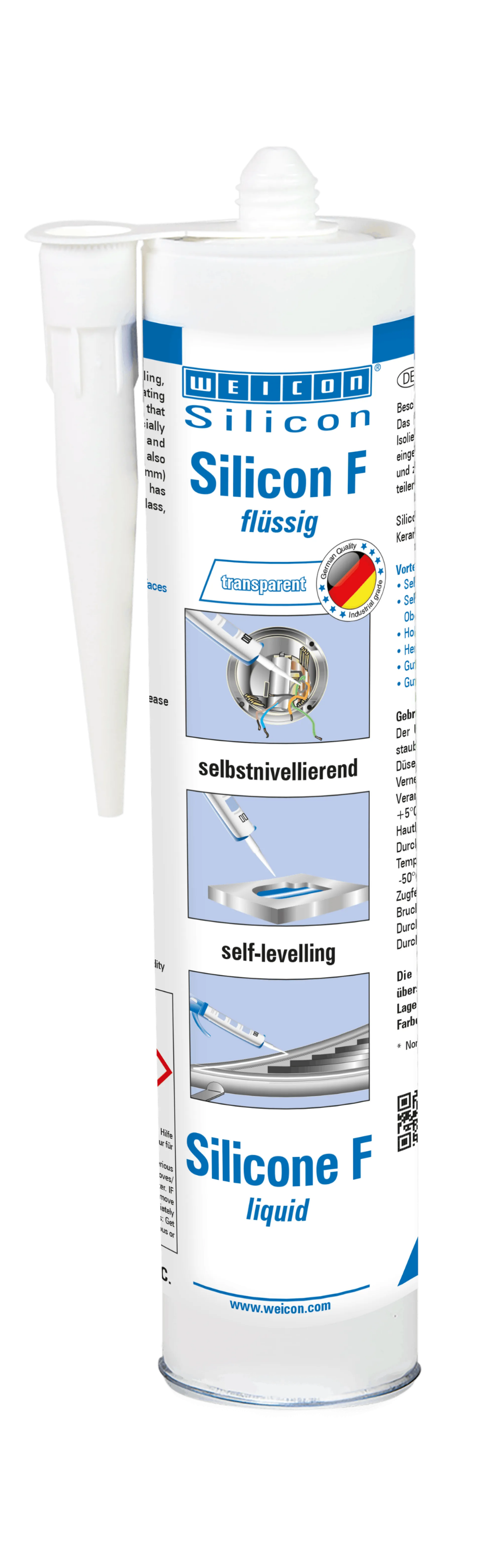 WEICON Silicon F Flüssigsilikon 310 ml transparent selbstnivellierend für Elektronik Verguss und Abdichtung