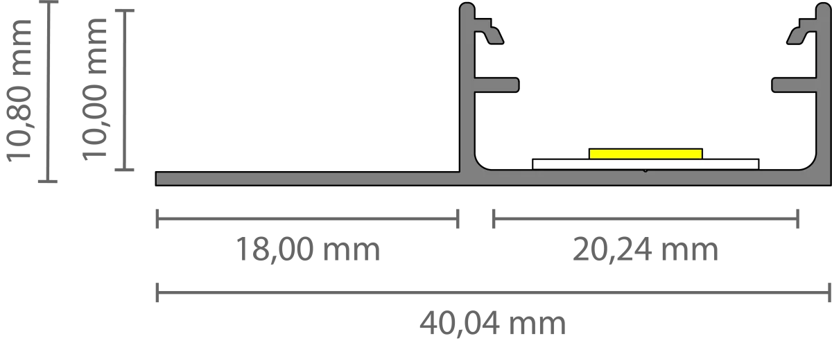 LED Fliesen-Abschlussprofil 2m EXO-F1H_16 (16 mm) – Flächenbündiges Fliesenprofil für LED-Strips