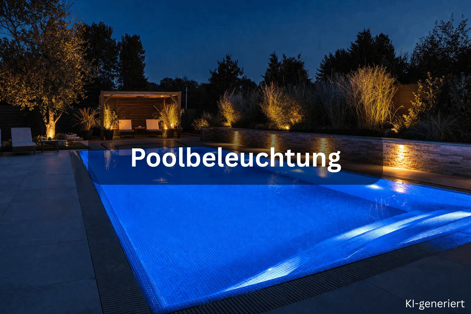 Poolbeleuchtung LED Streifen Außenpool indirekte Beleuchtung Garten moderne Poolbeleuchtung Nacht
