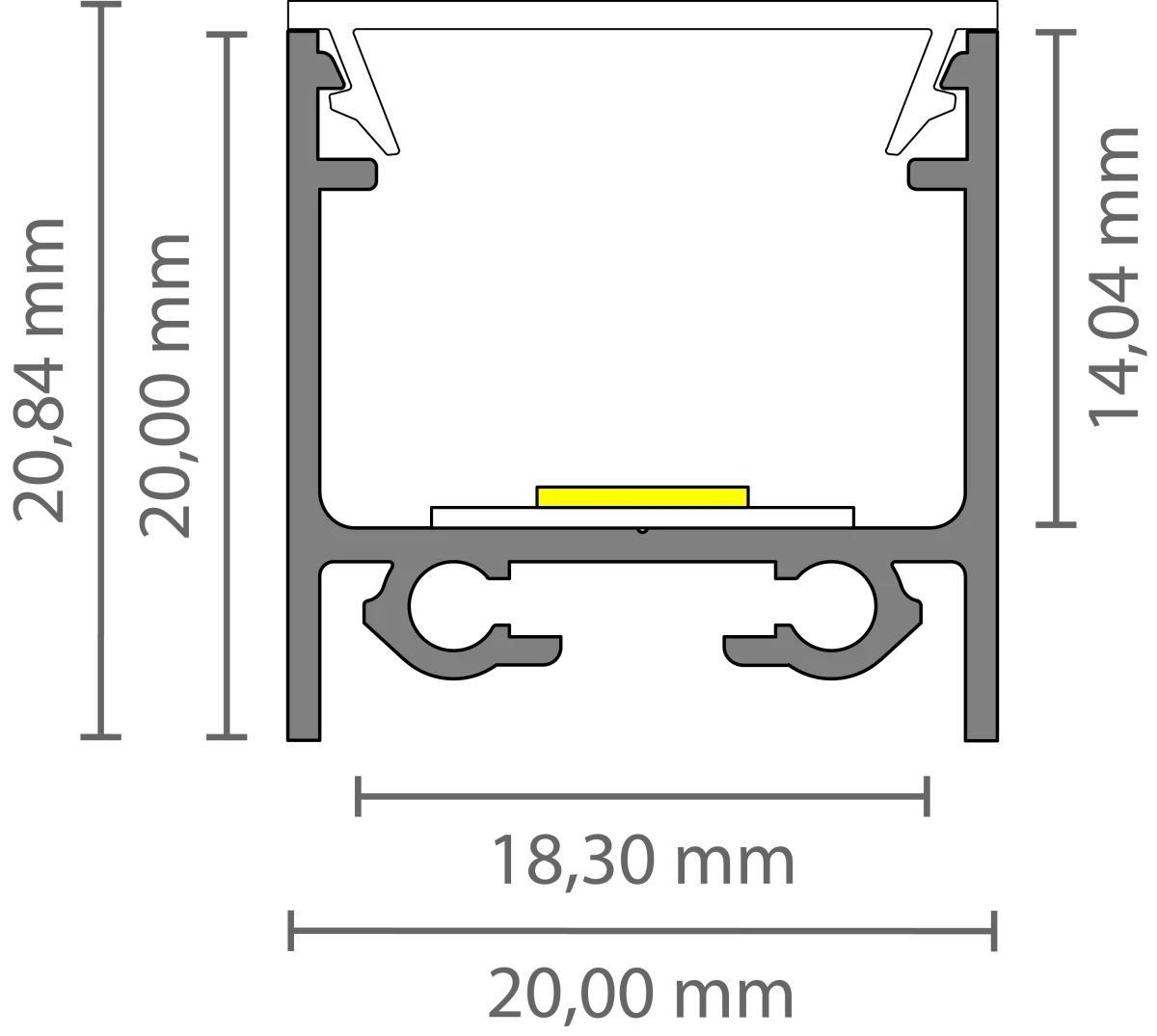 Hohes LED Alu Aufbauprofil 2m EXO-N2_16 (16 mm) –| Aluminiumprofil für LED-Strips