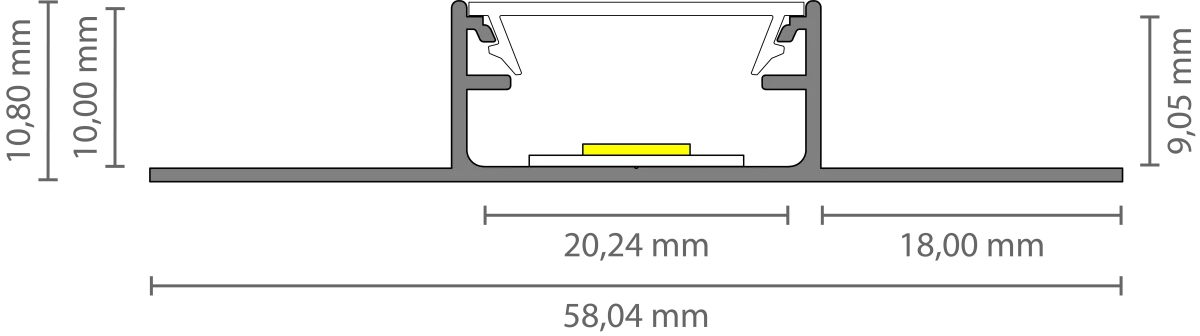 LED Fliesen-Mittelprofil 2m EXO-F1_16 (16 mm) – Flächenbündiges Fliesenprofil für LED-Strips