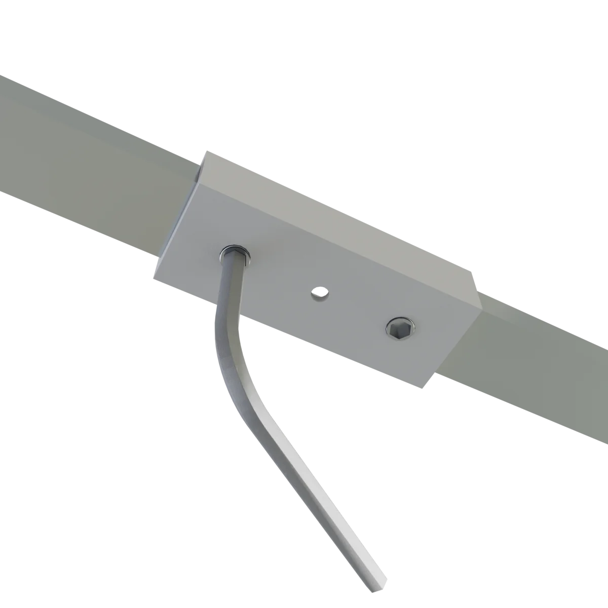 Verbinder EXO-A1-13 – Steckverbindung am Aufbauprofil PETG-Verbinder in LED Alu-Aufbauprofil eingesteckt – Nahaufnahme der Steckverbindung am Profilende