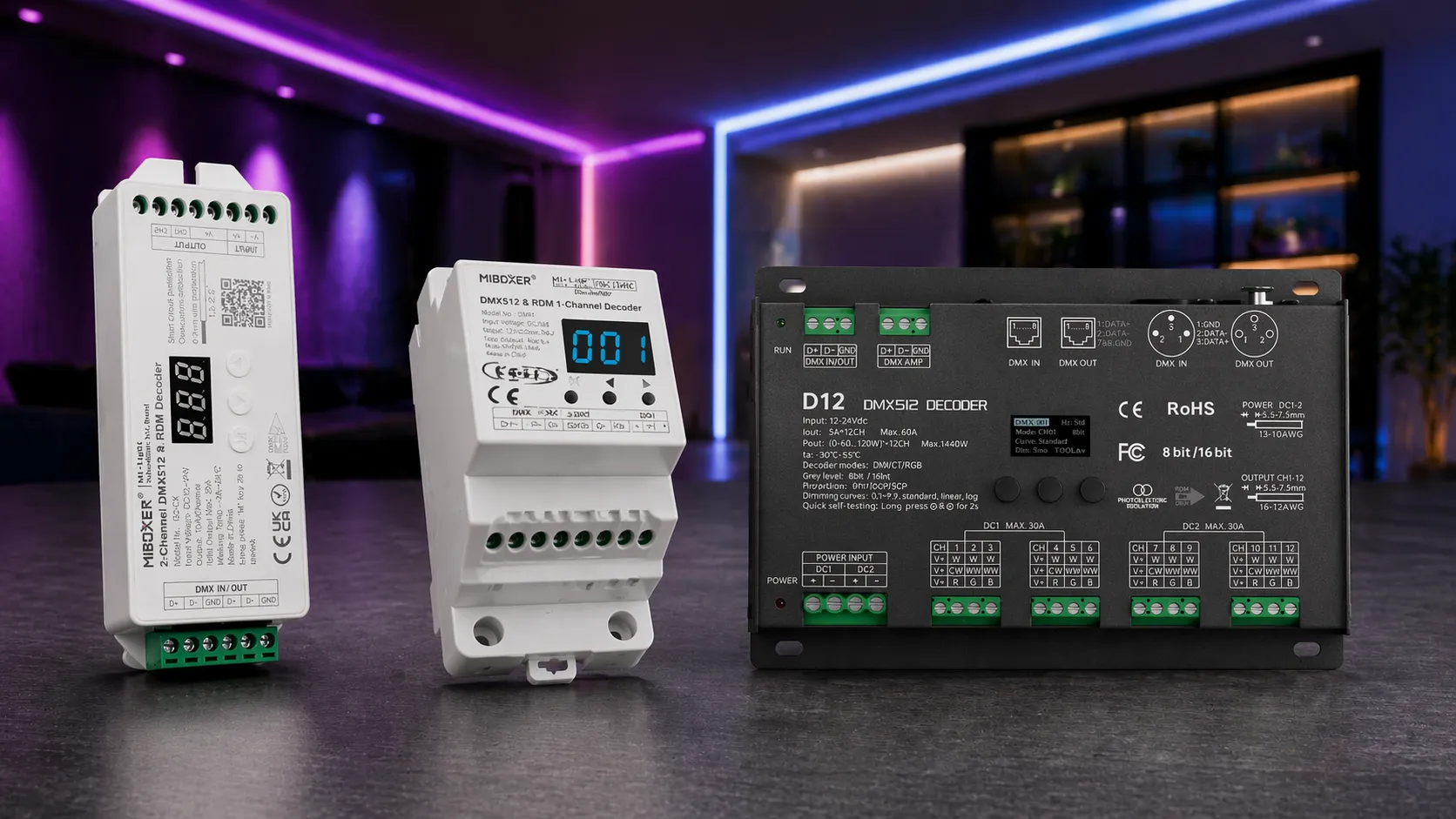 DMX LED Steuerungssysteme mit Controllern und Decodern für professionelle Lichtsteuerung