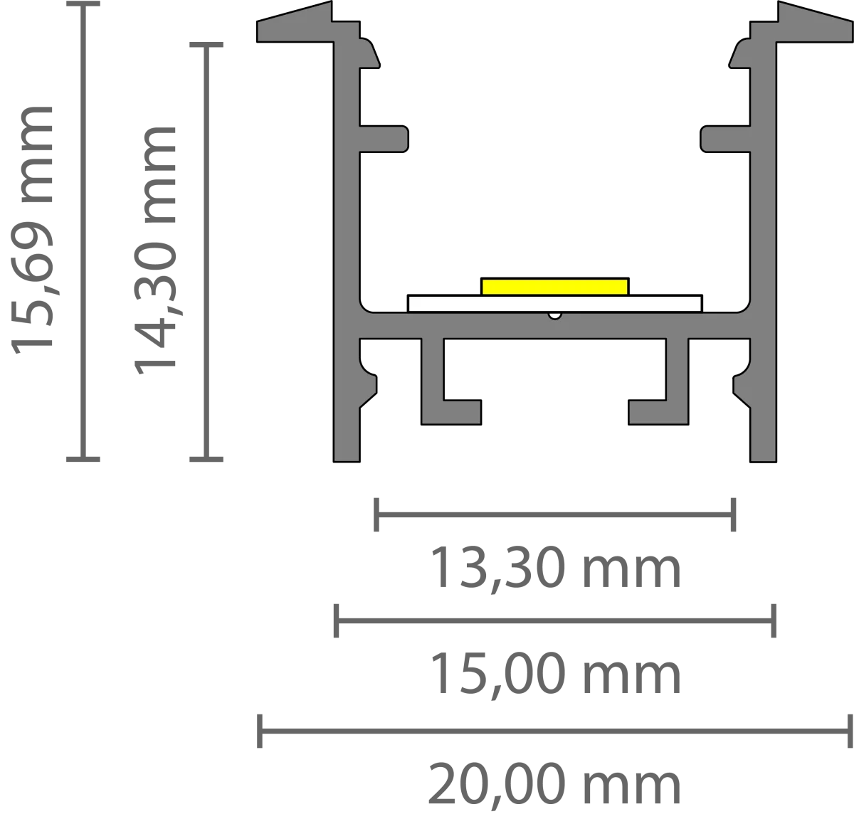 Schmales LED Alu Einbauprofil 2m Exo-A2F-13 (13mm) –| Flaches Aluminiumprofil für LED-Strips