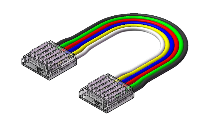 LED Strip-zu-Strip Verbinder – 6-polig, 12 mm, lötfrei mit 15 cm Verbindungskabel für RGBCCT SMD LED-Streifen