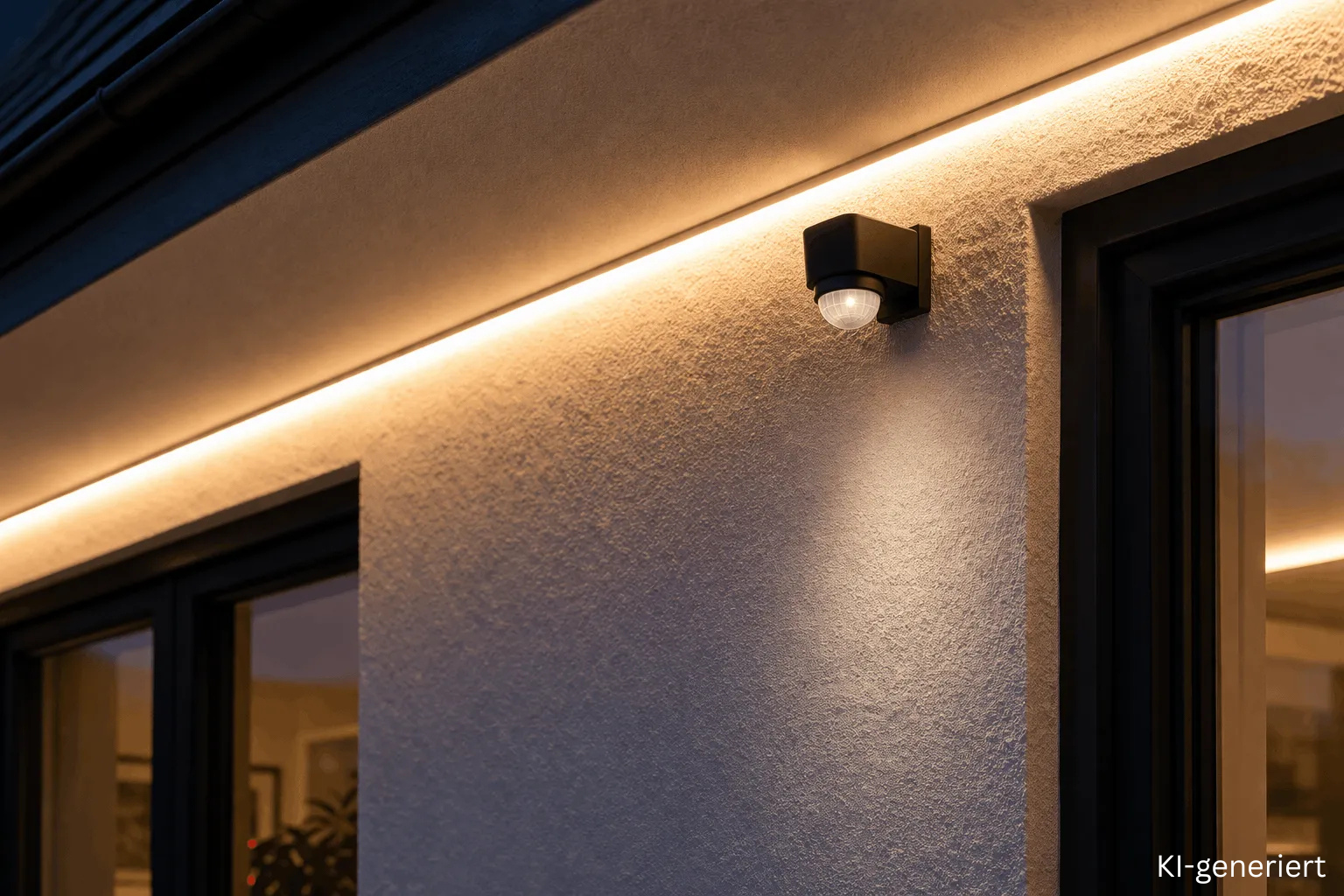 Fassadenbeleuchtung mit LED Streifen als Lichtband an der Außenwand